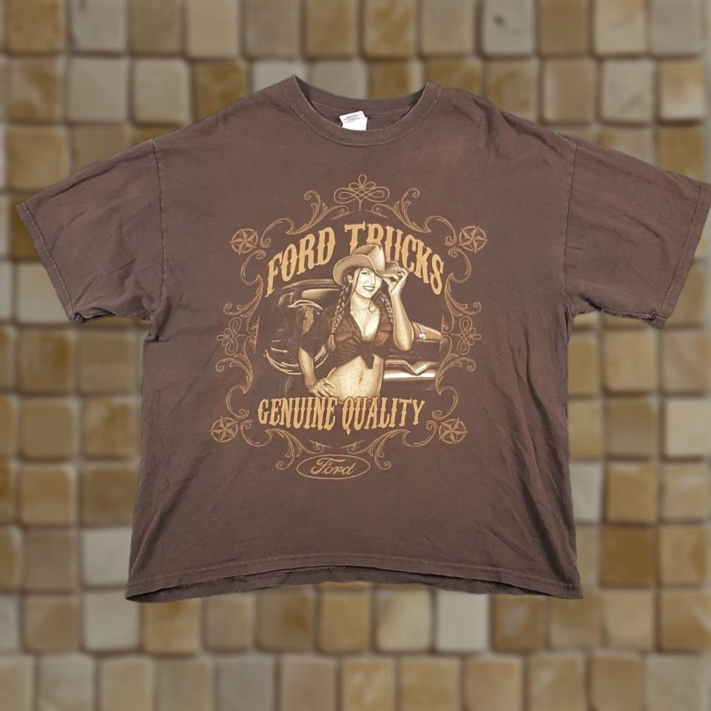 Ford VINTAGE Ford Trucks Cowgirl T-Shirt Men's XL Brown Faded 90s Y2K Racing Retro Trucker Size US XL / EU 56 / 4 - 1 Thumbnail