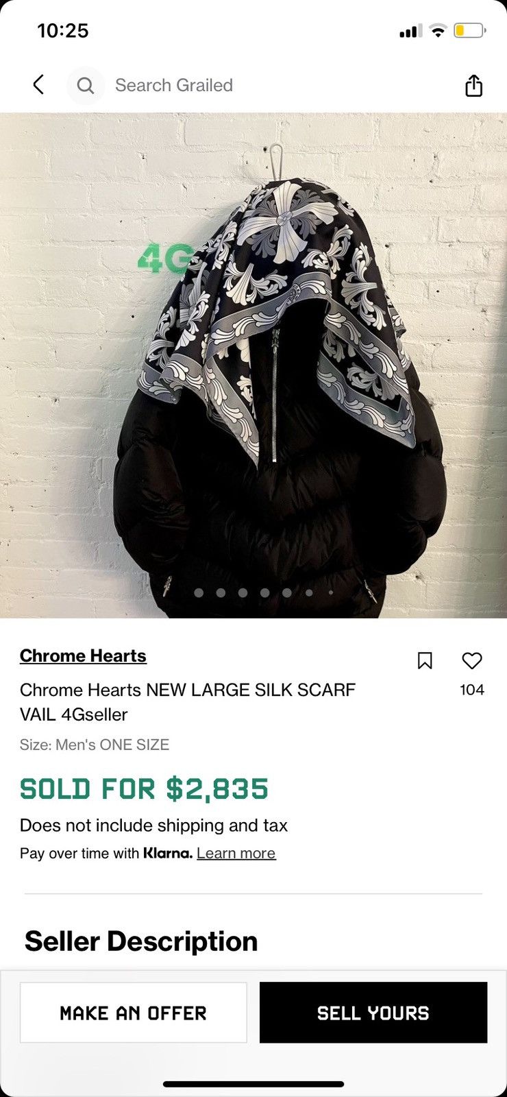 Chrome Hearts Chrome Hearts Silk Scarf HUGE BRAND NEW Size ONE SIZE - 4 Thumbnail