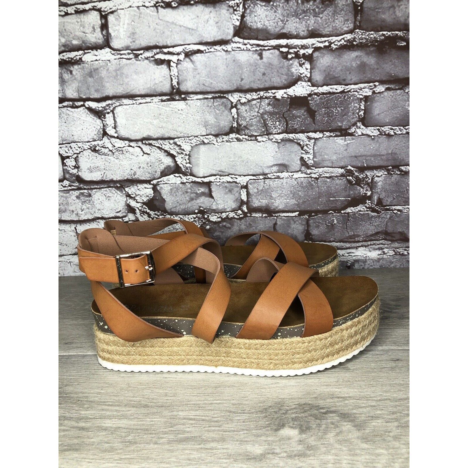 Other Patrizia Spring Step Renae Brown Leather Espadrilles Platfor Size US 11 / IT 41 - 3 Thumbnail