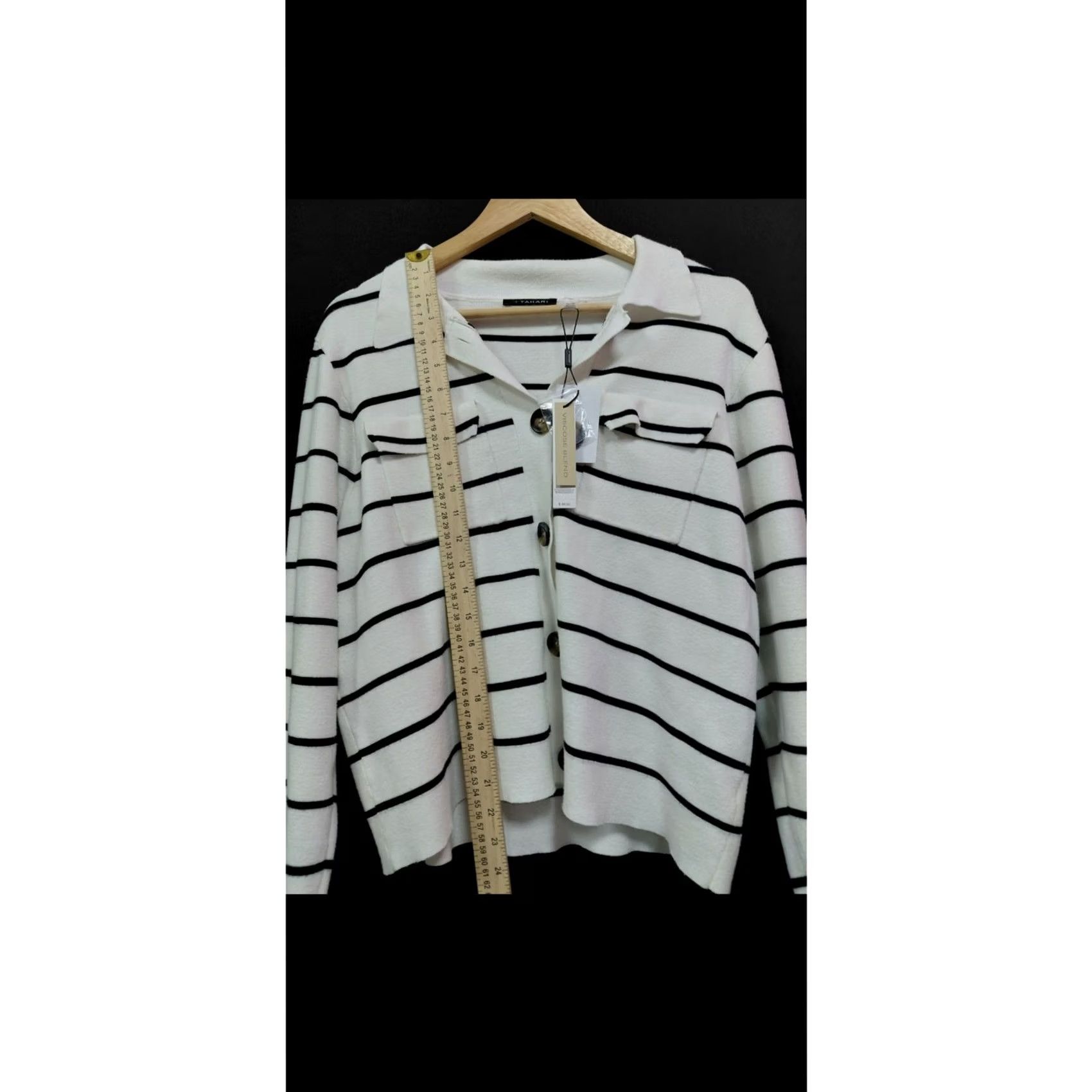 Ann Taylor NWT Ann Taylor Striped Cardigan White Black Knit Button-Up Long Sleeve Size M Women Mens Girls Size M / US 6-8 / IT 42-44 - 6 Thumbnail