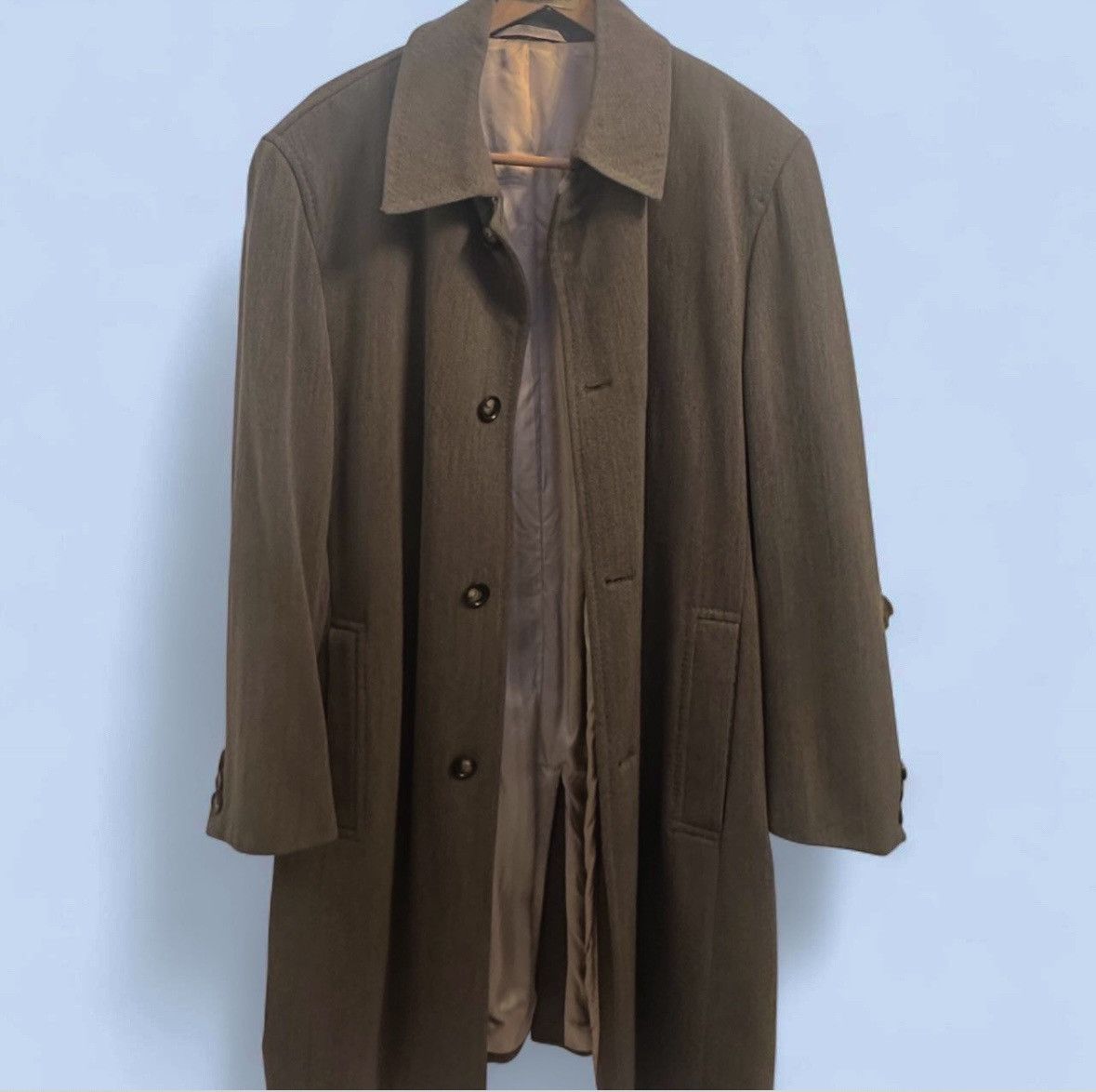 Hugo Boss Hugo Boss Brown Men's Long Overcoat Button Front Lined Coat Size US S / EU 44-46 / 1 - 1 Thumbnail