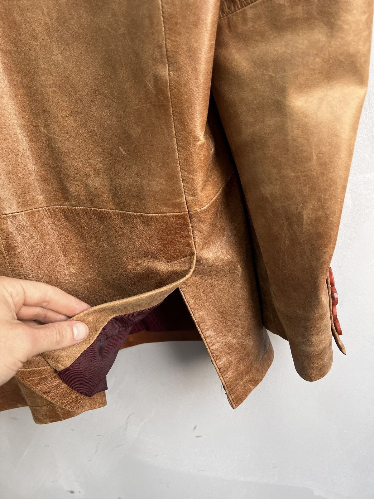 14th Addiction STITCHING AVANT GARDE DISTRESSED LEATHER BLAZER JACKET Size US M / EU 48-50 / 2 - 16 Thumbnail