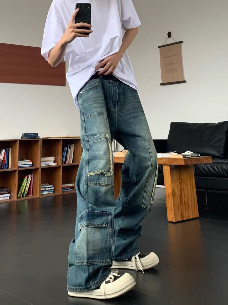 Street Wash Raw Edge Pocket Micro Flare Jeans