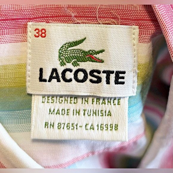 Lacoste Lacoste Mens Izod Striped Cotton Casual Button Down Shirt Size US M / EU 48-50 / 2 - 6 Thumbnail