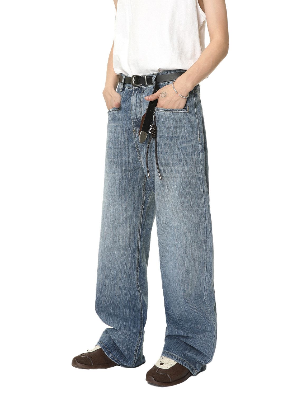 Vintage Men's Japanese style washed retro pocket jeans Size US 32 / EU 48 - 3 Thumbnail