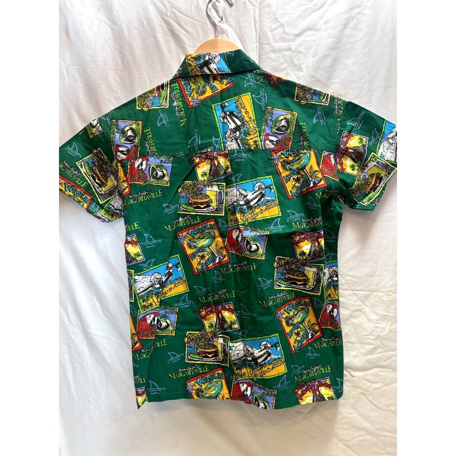 Vintage Margaritaville Womens Button Down Hawaiian Shirt Medium Green Shirt Size M / US 6-8 / IT 42-44 - 2 Thumbnail