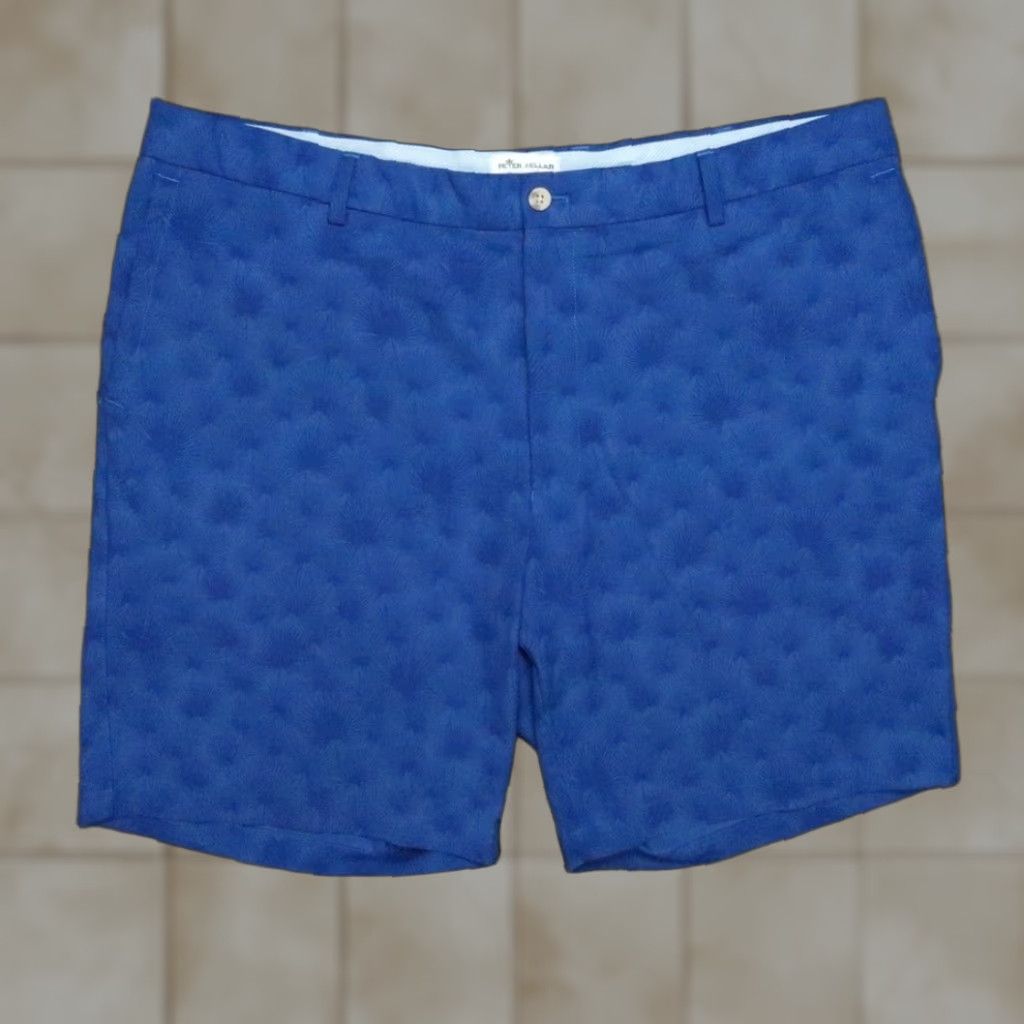 Peter Millar Peter Millar Shorts Mens 40 Blue Carrboro Fan Palm Chino Performance Twill Floral Breathable Lightweight Pockets Size US 40 / EU 56 - 1 Thumbnail