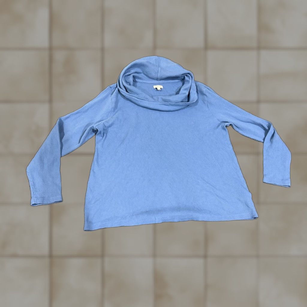 Talbots Talbots Sweater Womens L Blue Long Sleeve Pullover Cowl Neck Knit Casual Modern Knit Pullover All Seasons Regular Fit Boys? No. Size L / US 10 / IT 46 - 1 Thumbnail