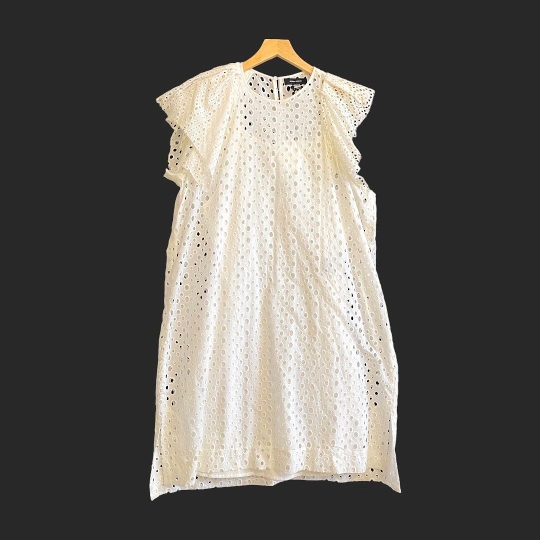 image of Isabel Marant White Cotton Eyelet Mini Dress, Size 40Eu, Women's