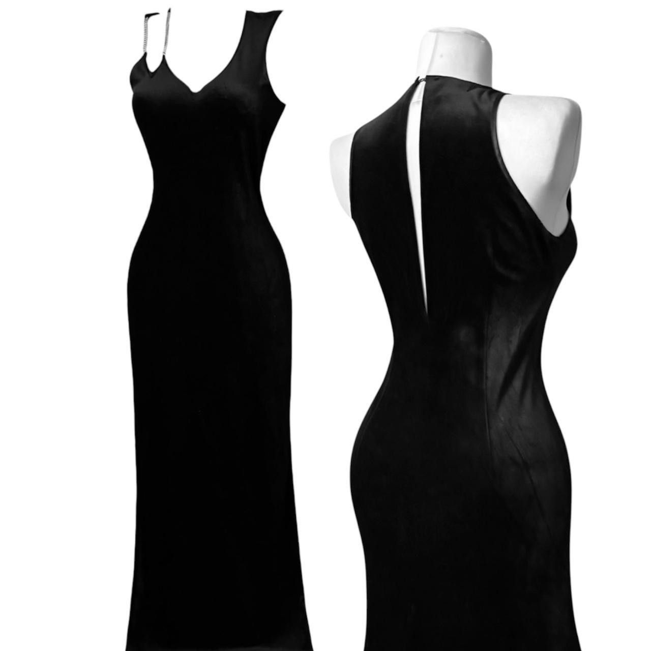 Vintage Iconic black velvet dress with chain details on the strap Size M / US 6-8 / IT 42-44 - 1 Thumbnail