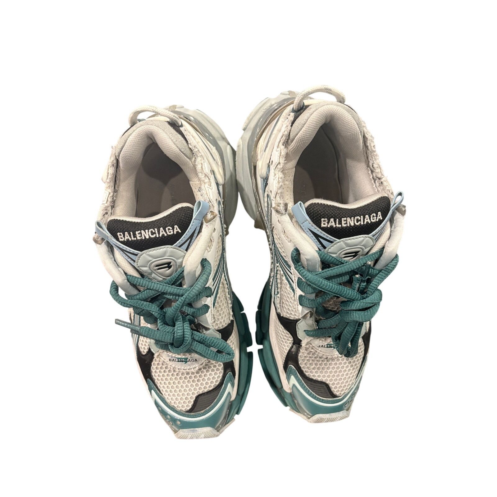 Balenciaga Runner Gradient Sneakers White Dark Green Blue