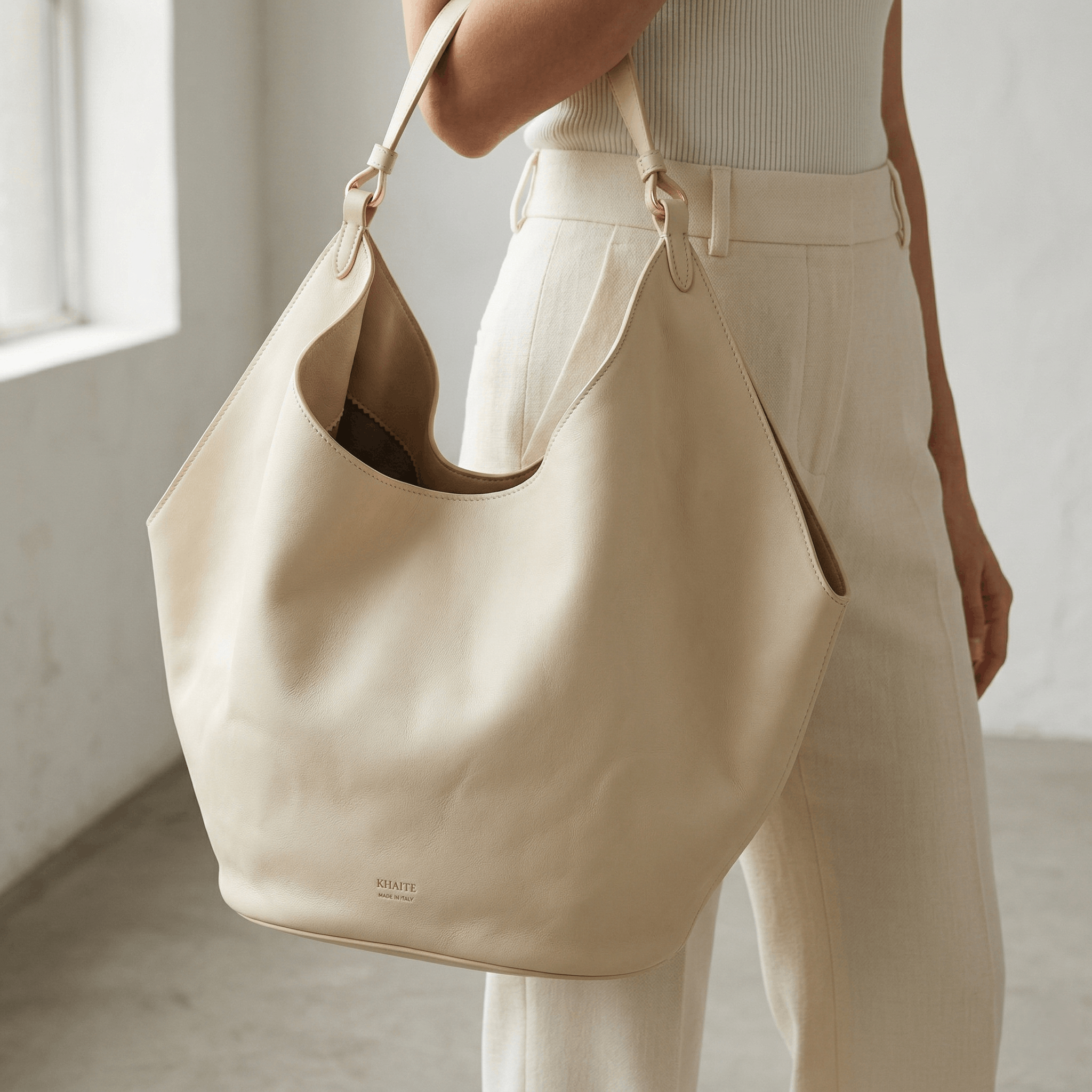 KHAITE KHAITE Lotus Large Tote Ivory Smooth Calfskin Leather Size ONE SIZE - 1 Thumbnail
