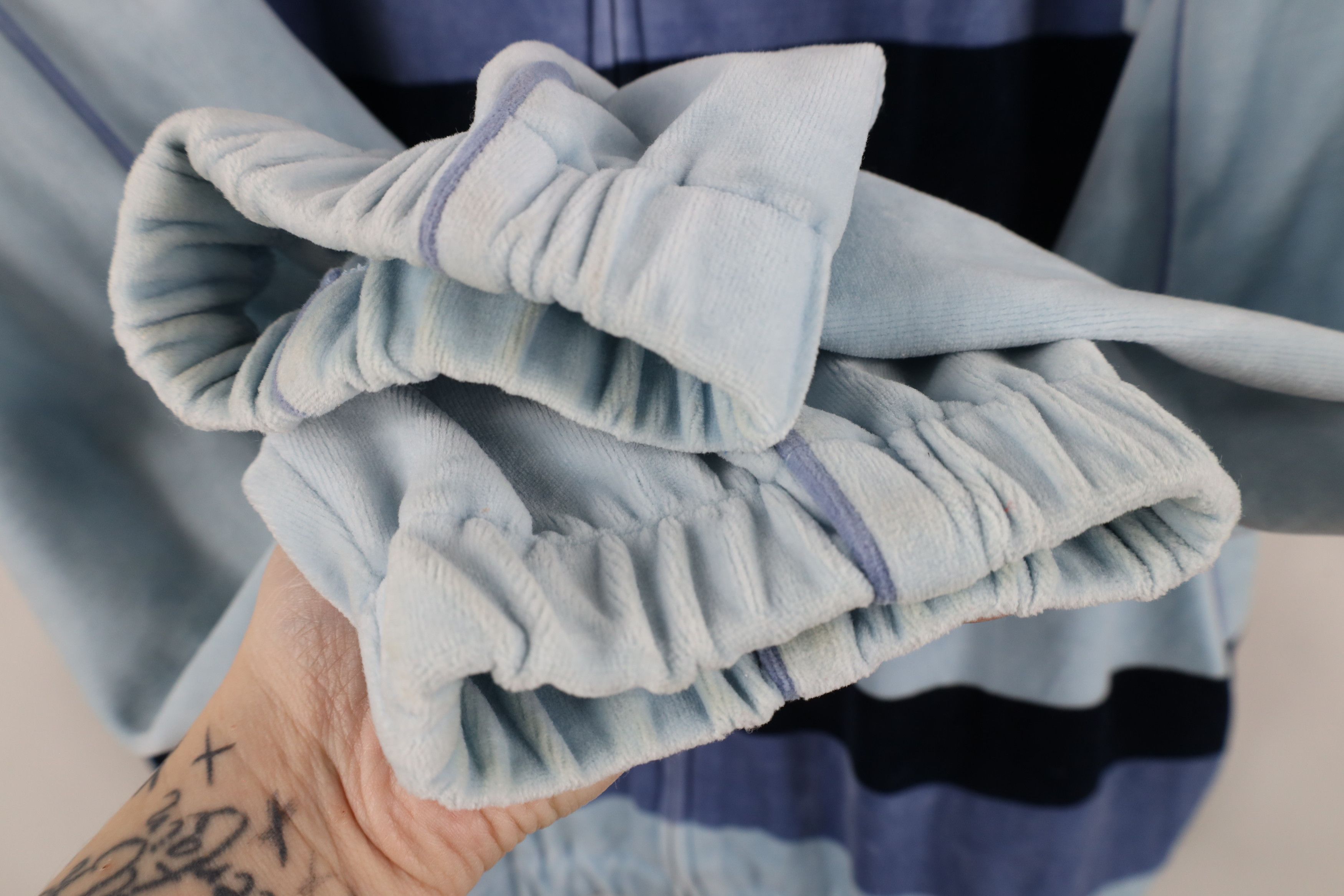 Akademiks × Vintage Vintage 90s Akademiks Striped Velour Full Zip Jacket Blue Size US XL / EU 56 / 4 - 8 Thumbnail