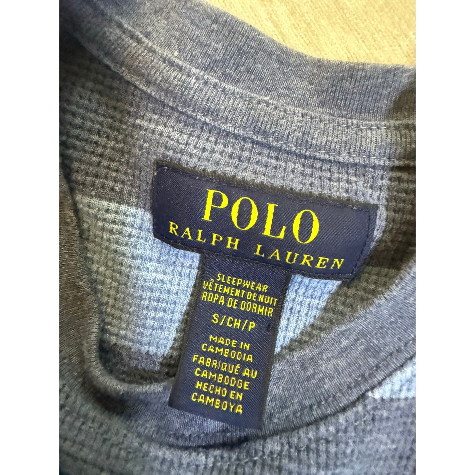 Polo Ralph Lauren Polo Ralph Lauren Blue Stripe Waffle Knit Thermal Crew-Neck Size US S / EU 44-46 / 1 - 4 Thumbnail