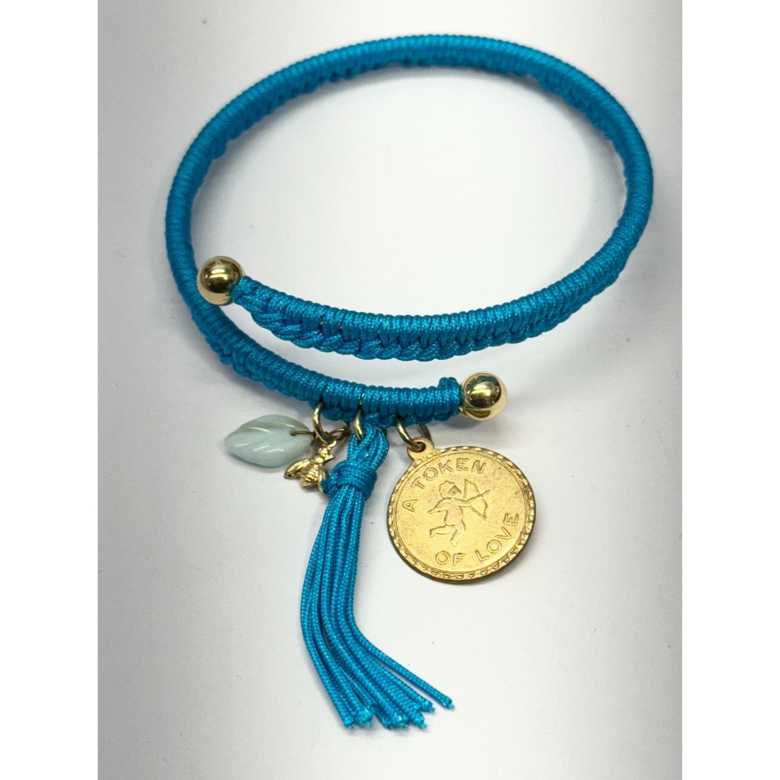 Vintage Vintage blue token of love Cupid glass leaf charm tassel bra Size ONE SIZE - 3 Thumbnail