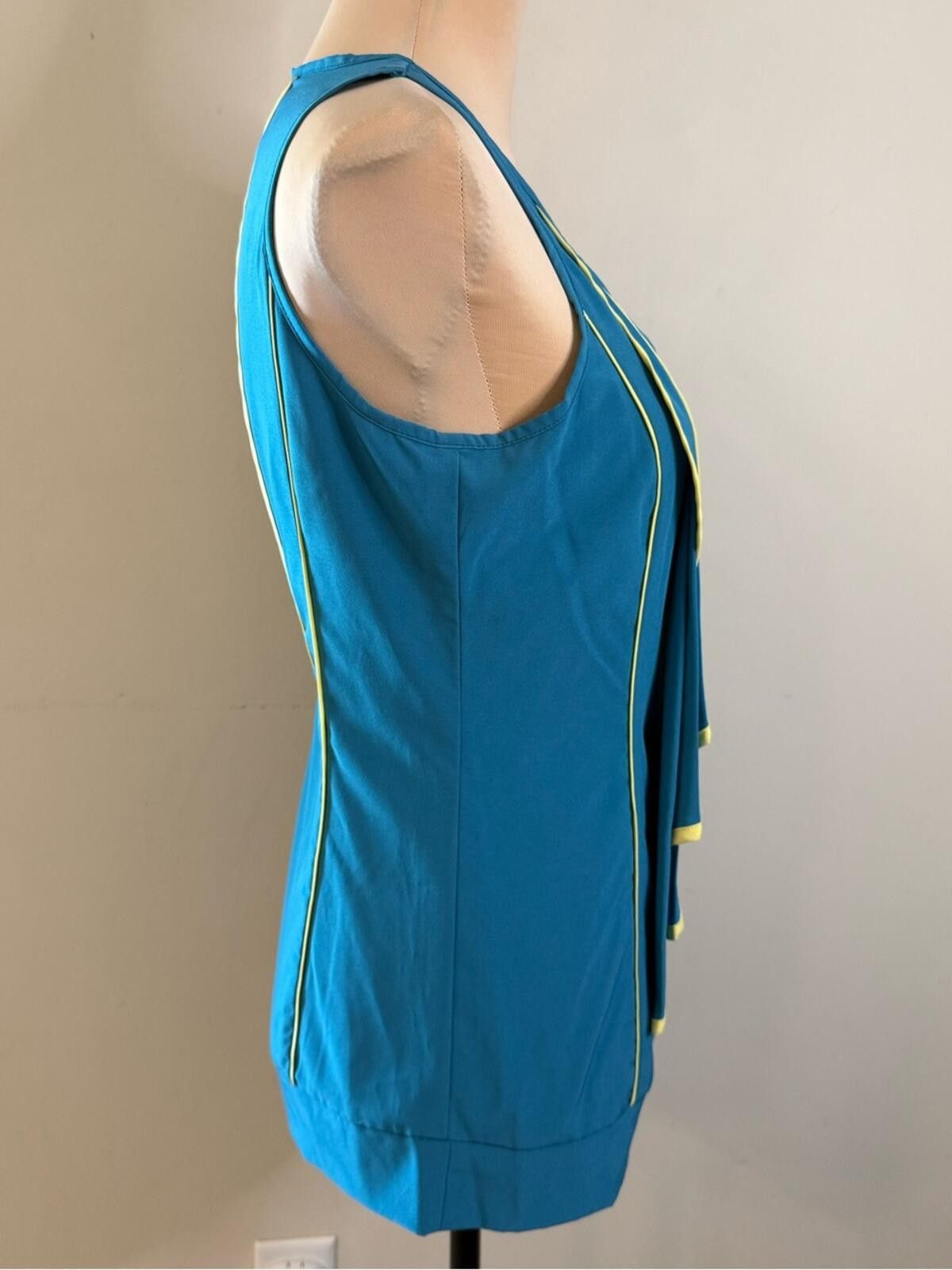 Minnetonka Minuet sleeveless top teal blue yellow trim SZ M Size M / US 6-8 / IT 42-44 - 2 Thumbnail
