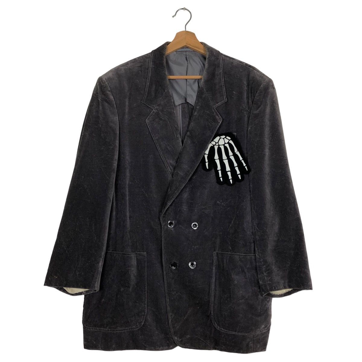 Japanese Brand Vintage Velvet Double Breast Coat Jacket Yves Saint Laurent Size US M / EU 48-50 / 2 - 2 Thumbnail