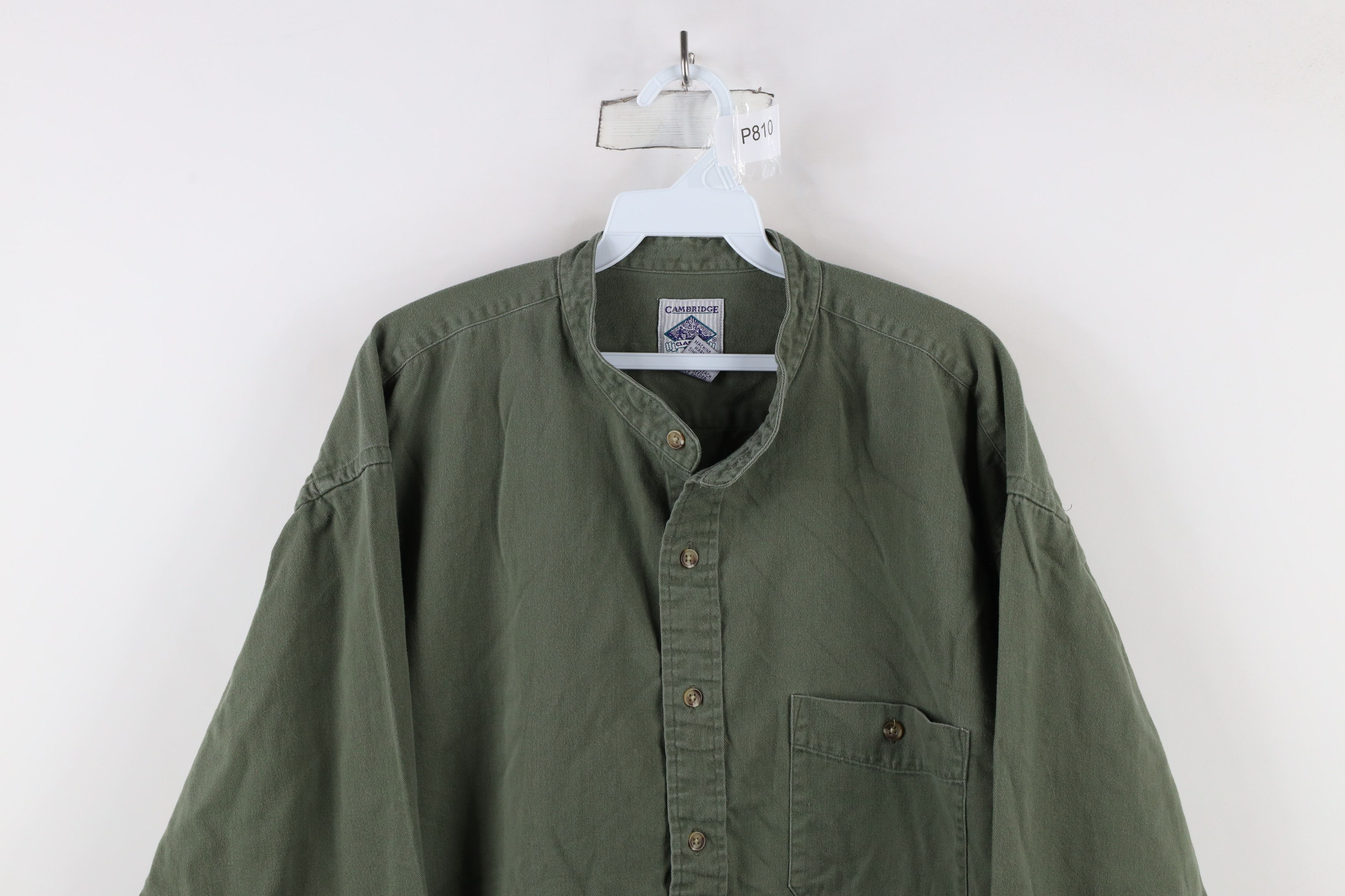 Vintage Vintage 90s Streetwear Cotton Twill Band Collar Button Shirt Size US L / EU 52-54 / 3 - 2 Thumbnail