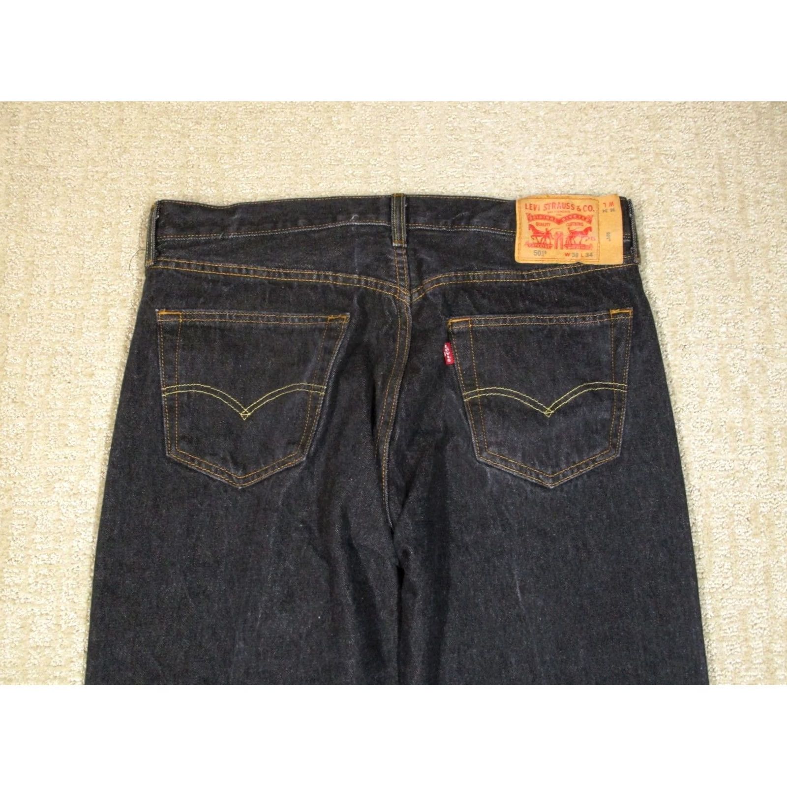 Levi's Levi's 501 Jeans Men 36x34 Black Button Fly Original Fit Pants Denim Casual Straight Regular Color Black Mens Size US 36 / EU 52 - 4 Thumbnail