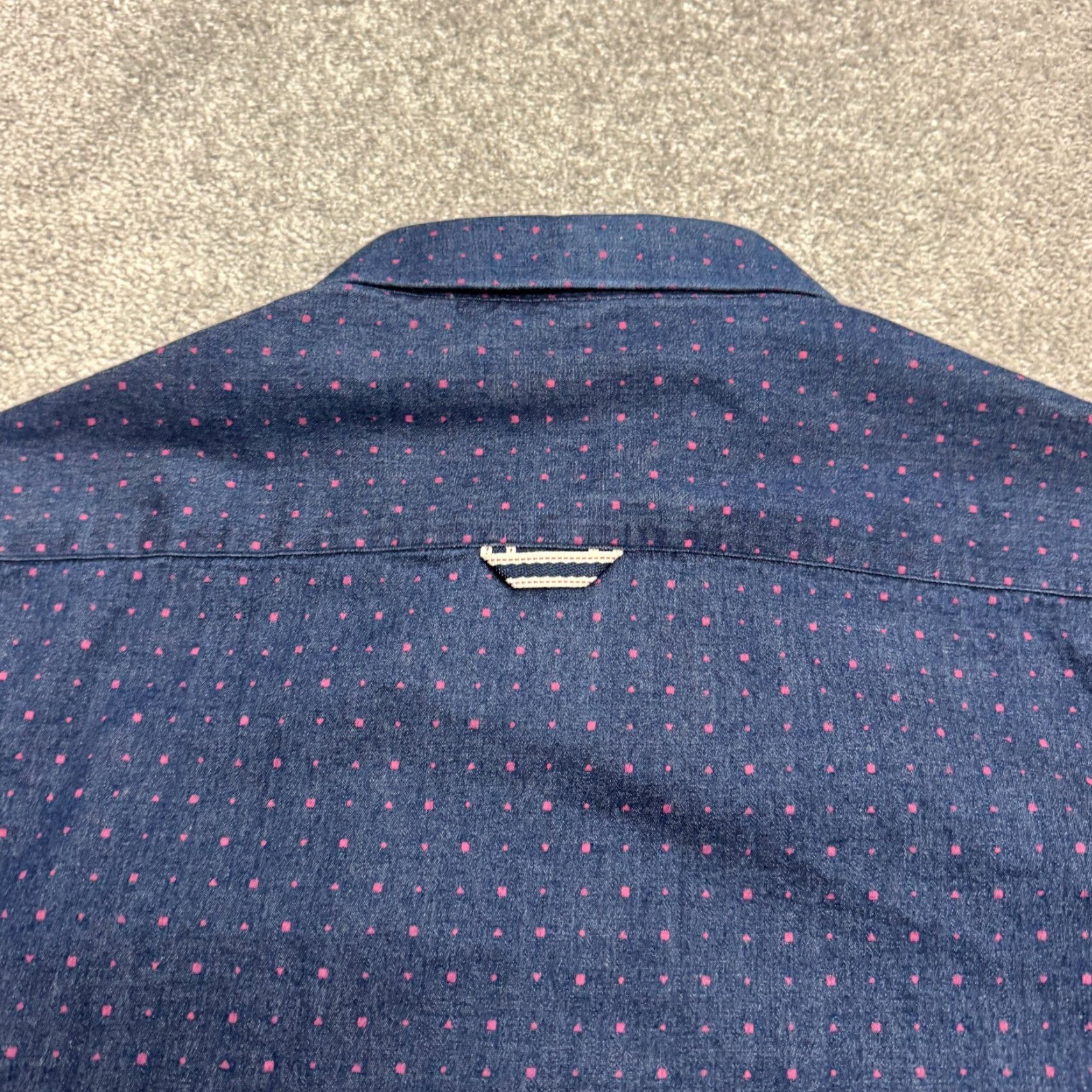 Vintage 7 Diamonds Button-Up Shirt Mens Large Blue Denim Polka Dot Cotton Casual Short Sleeve Stylish Classic Preppy Shirt Size US L / EU 52-54 / 3 - 3 Thumbnail