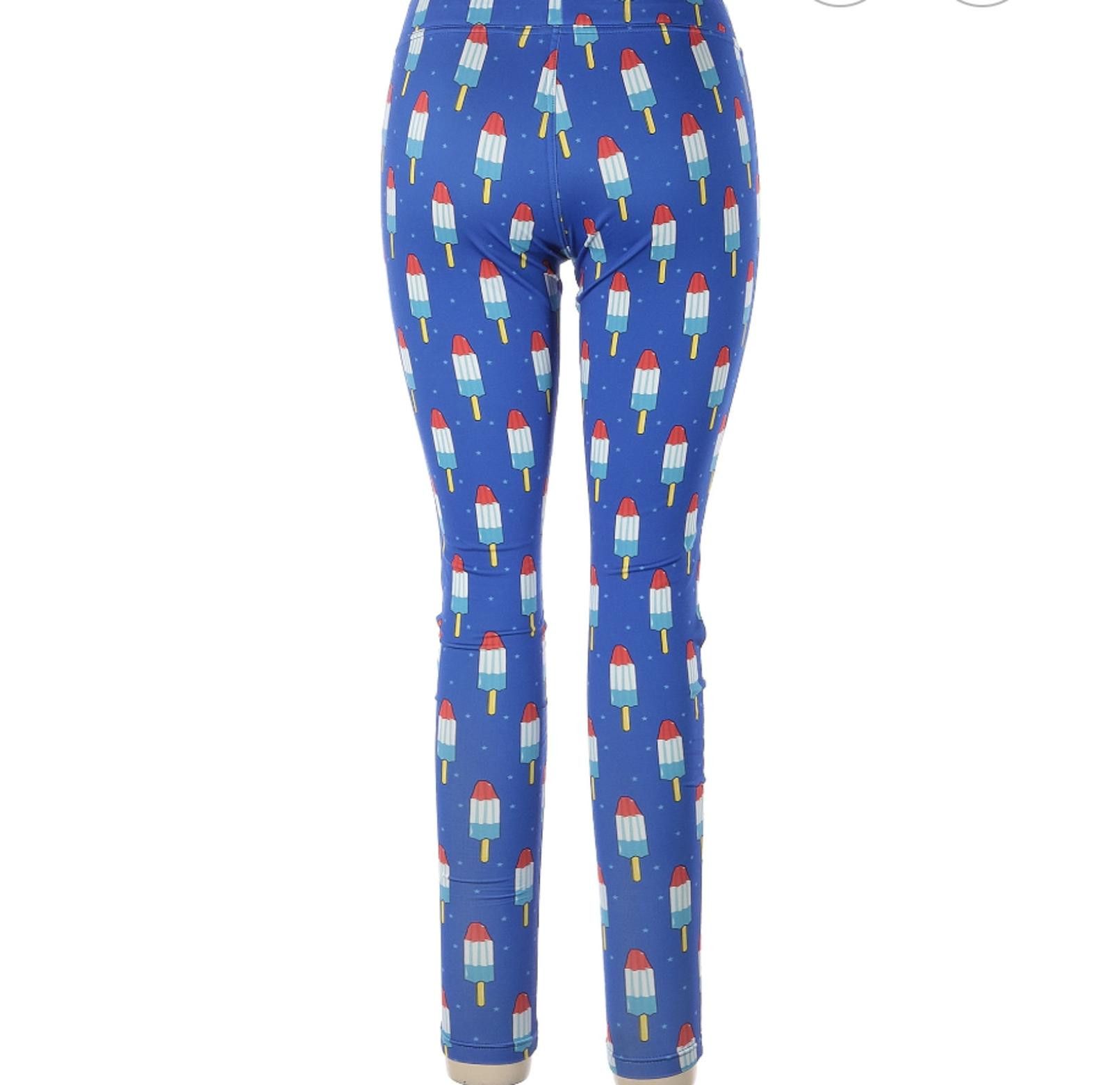 Tipsy Elves Tipsy Elves Blue Popsicle Print Leggings Size L Size 36" / US 14 / IT 50 - 2 Thumbnail
