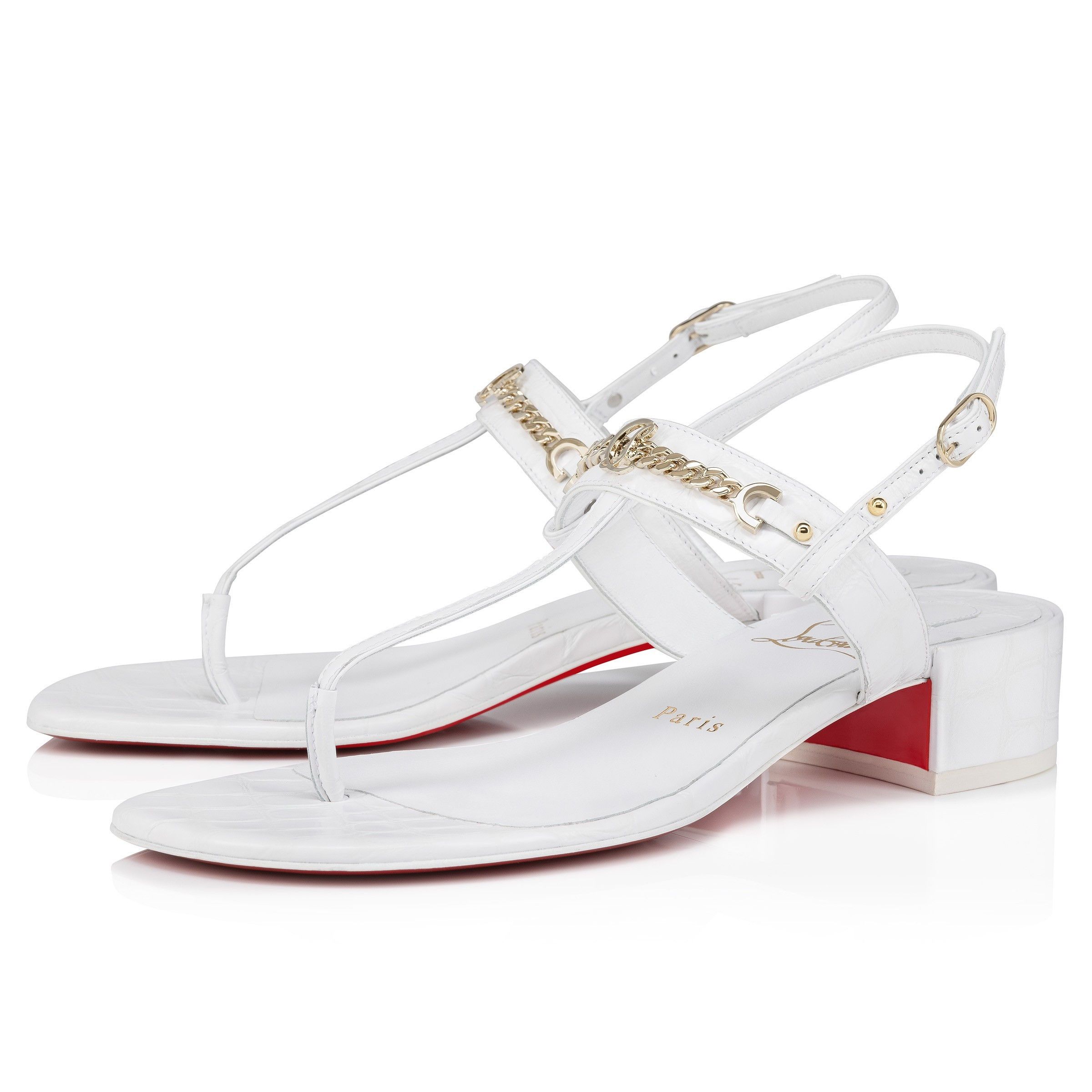Christian Louboutin Mj Thong Shoes in White, Women's (Size 6)