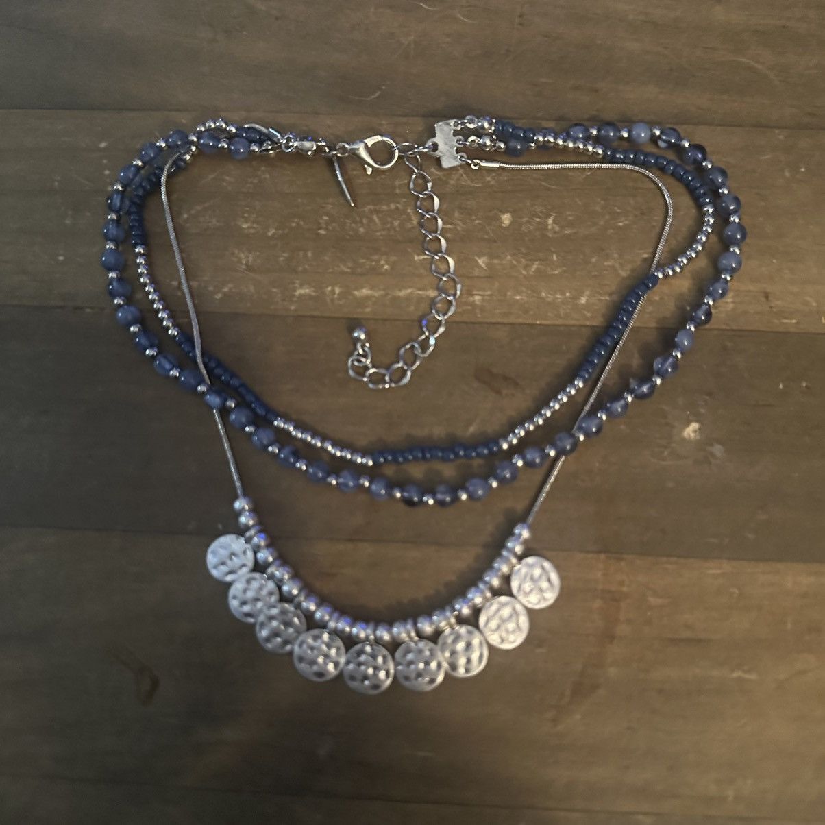 Other NY Collection triple layered blue and silver bead necklace Size ONE SIZE - 2 Thumbnail