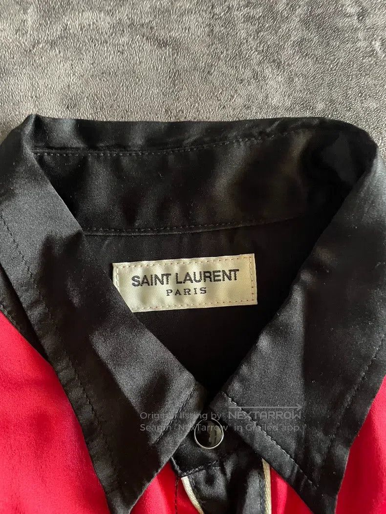 Saint Laurent Paris Saint Laurent Paris Black and Red Mixed Silk Shirt Size US M / EU 48-50 / 2 - 5 Thumbnail