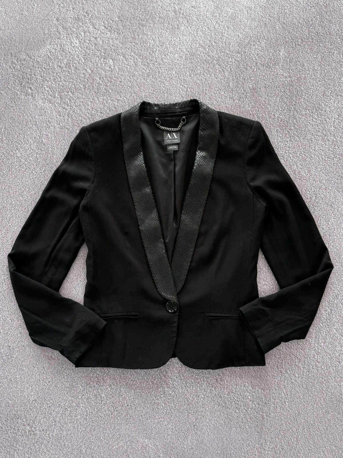 Armani Vintage 00s Snake Skin Collar Designer Blazer