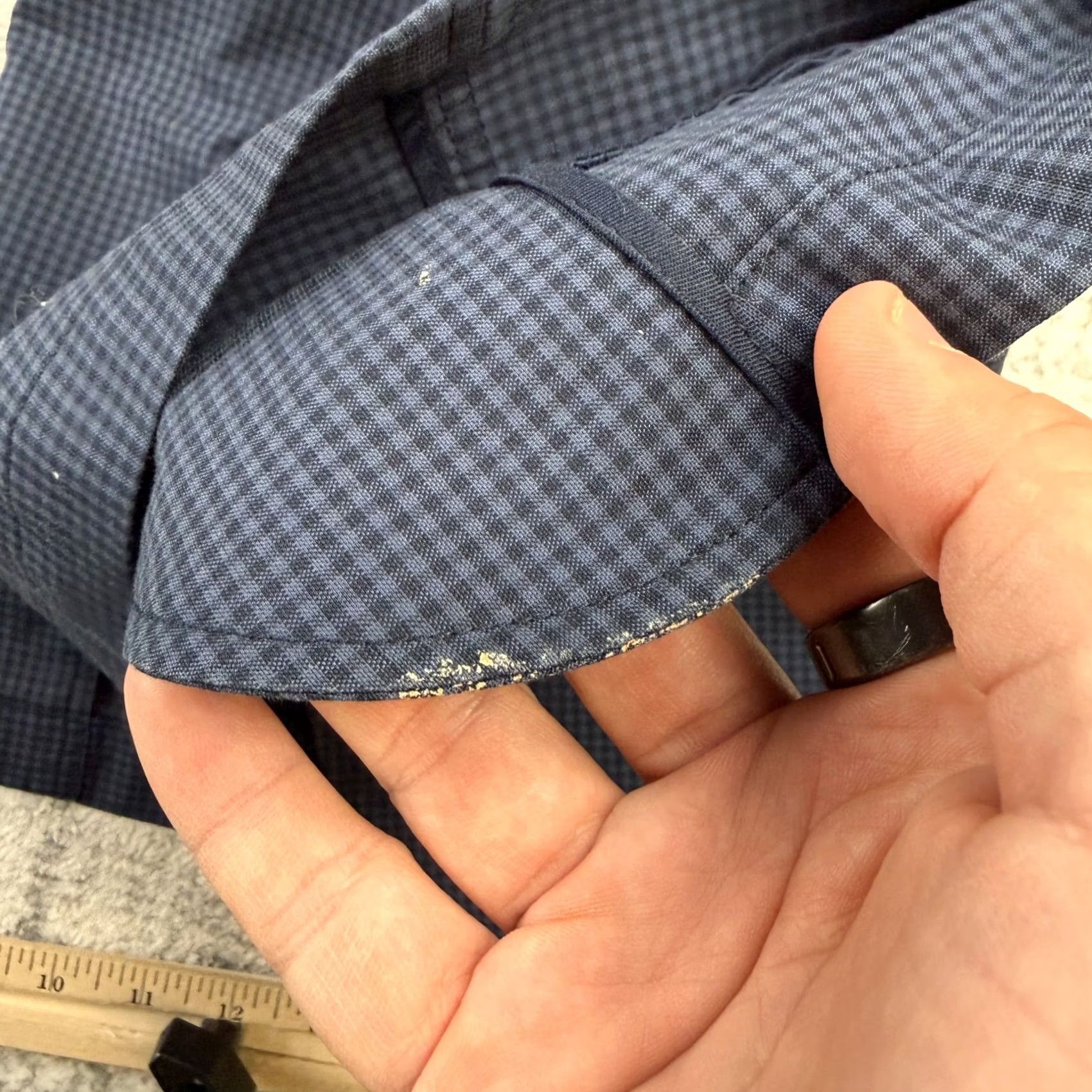 Uniqlo Uniqlo Blazer Mens S Navy Blue Gingham Check Lightweight Unstructured Jacket Size 36R - 5 Thumbnail