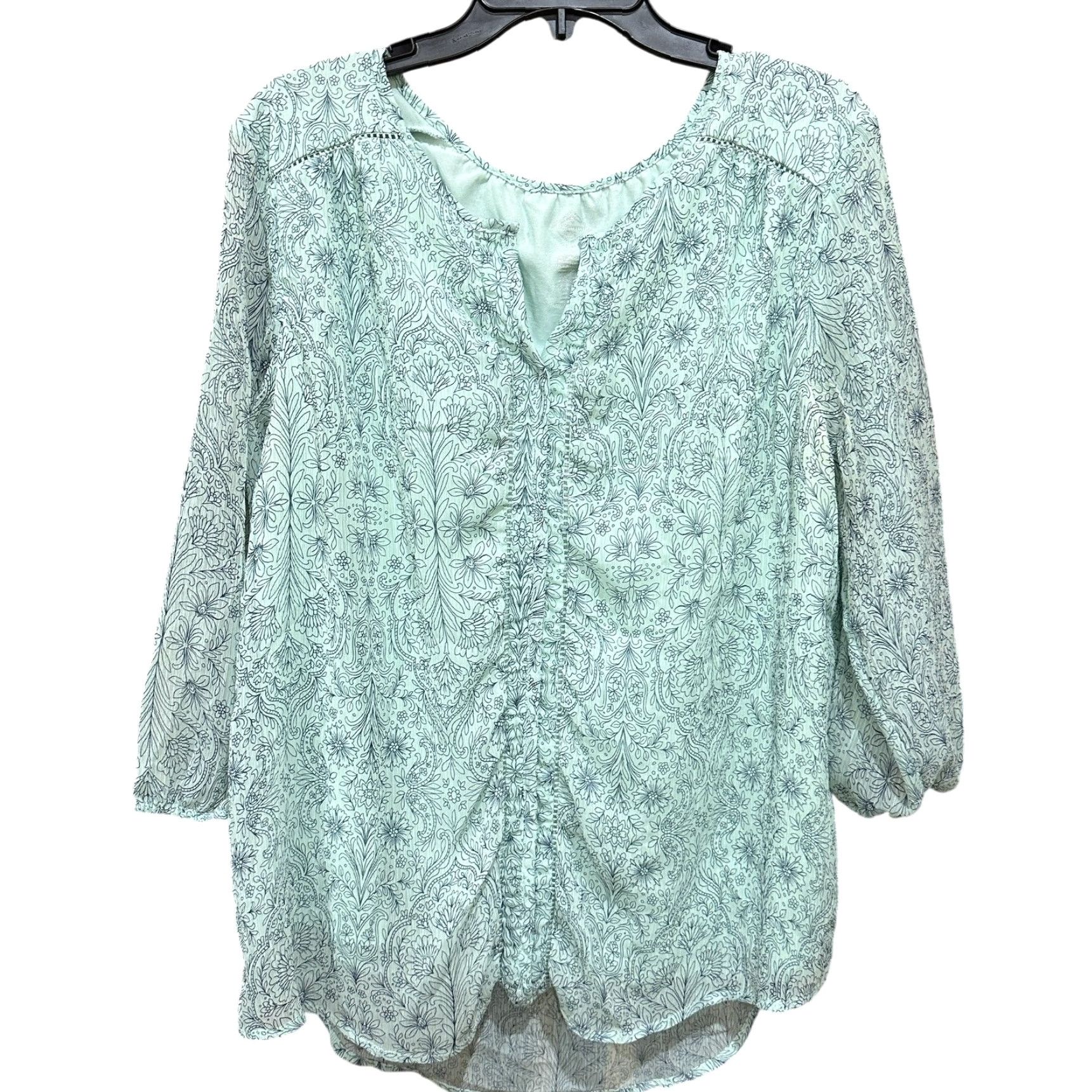 Vintage VINTAGE St. Johns Bay Blouse Women 0X Green Floral Ruched 3/4 Sleeve Tunic Boho Hippie Shirt Womens Size XL / US 12-14 / IT 48-50 - 2 Thumbnail