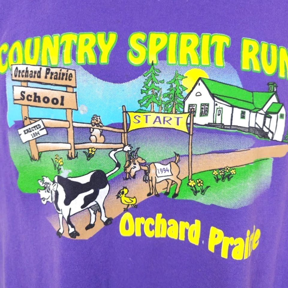 Hanes VINTAGE Hanes T Shirt Mens Size Large Purple 90s Country Spirit Run Short Sleeve Crew Neck Cotton Blend Size US L / EU 52-54 / 3 - 3 Thumbnail