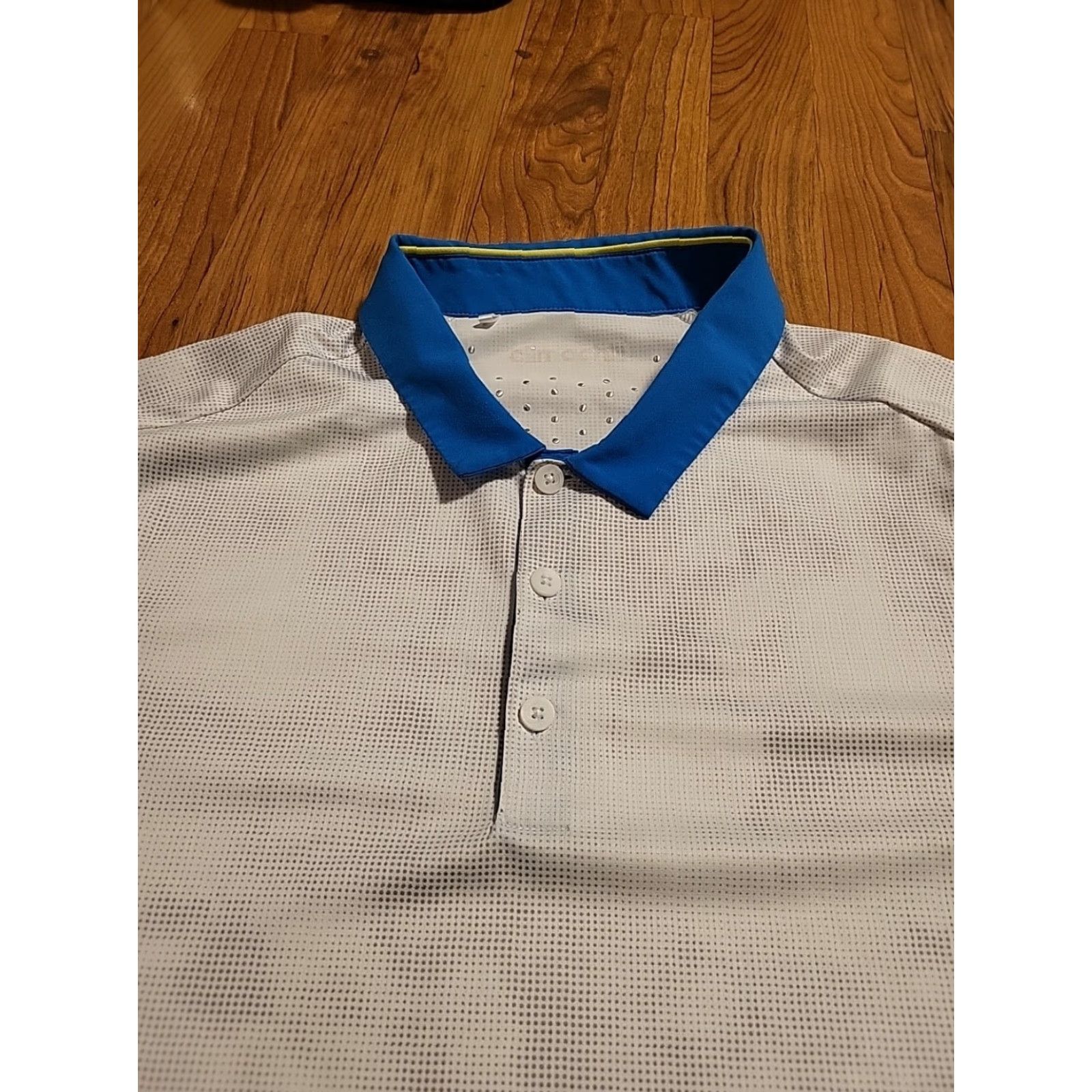 Adidas Adidas Polo Shirt Climachill Geometric White Gray Blue Collar Cuffs Men M EUC Size US M / EU 48-50 / 2 - 2 Thumbnail