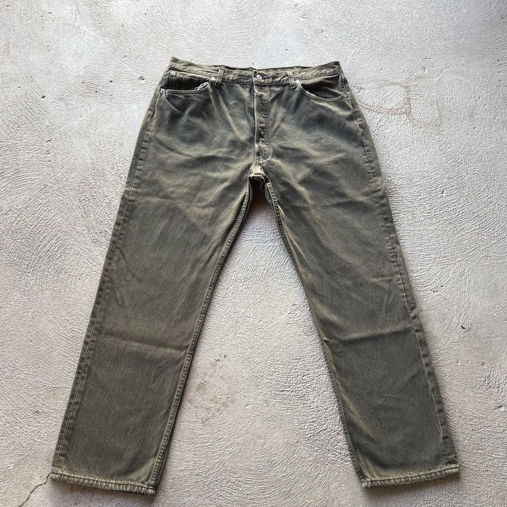 Levi's VINTAGE Levi's Jeans 501 Button Fly Straight Denim 36x32 Green 80s 90s American Mens Size US 36 / EU 52 - 5 Thumbnail