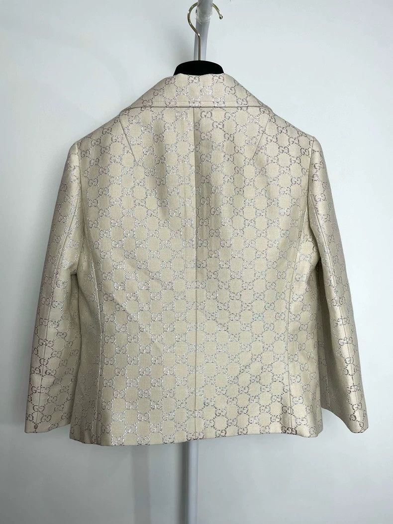 Gucci Gucci Lightweight gg gold and silver silk suit jacket 2501- Size US XS / EU 42 / 0 - 2 Thumbnail