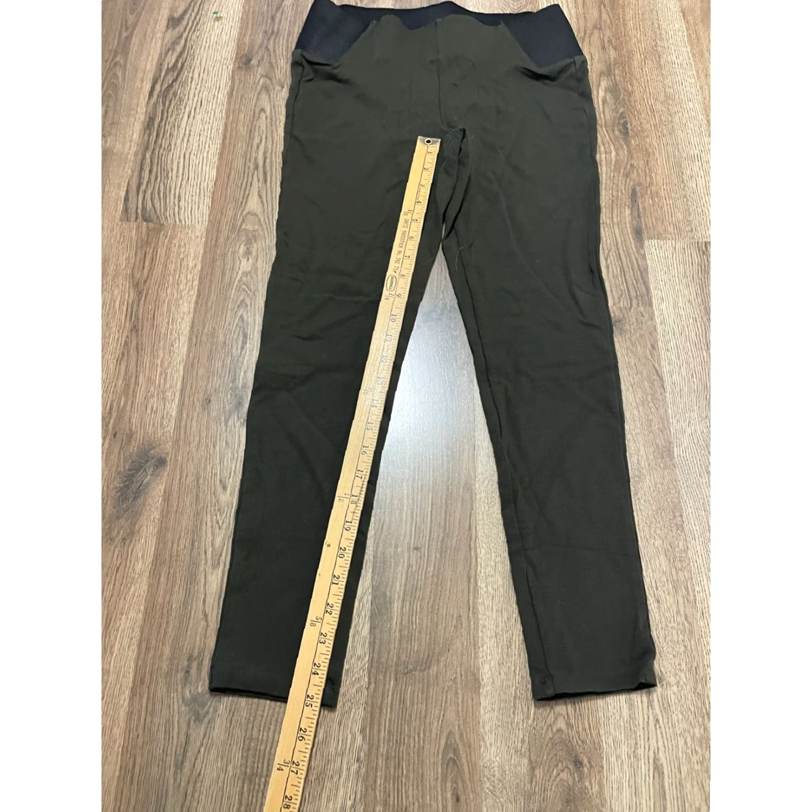 Vintage Boom Boom Jeans Pants Women's Large Black Green Pull On Stretchable Waist Skinny Ankle Casual Womens Size 36" / US 14 / IT 50 - 5 Thumbnail