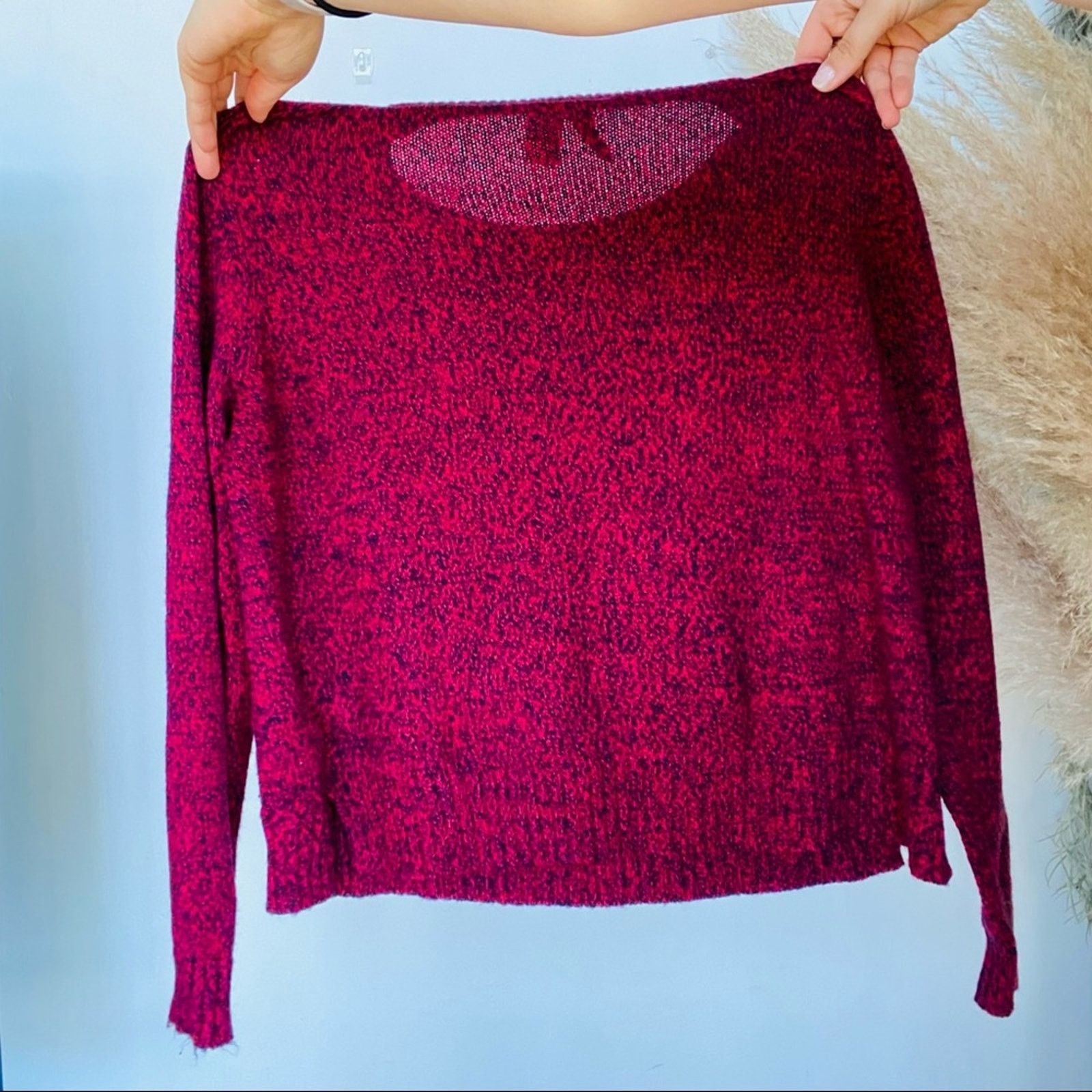 H&M H&M DIVIDED Red Blue Marled Knit Cropped Pullover Sweater Size M / US 6-8 / IT 42-44 - 5 Thumbnail