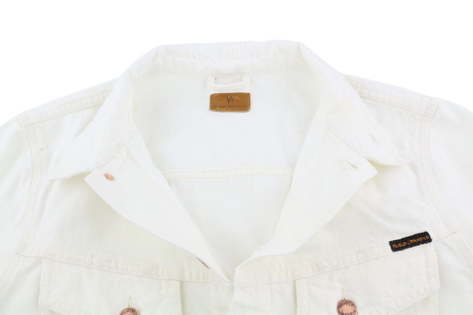 Nudie Jeans BILLY L Pitch White Worn Denim Polo Neck Jacket 83692 Size US L / EU 52-54 / 3 - 4 Thumbnail