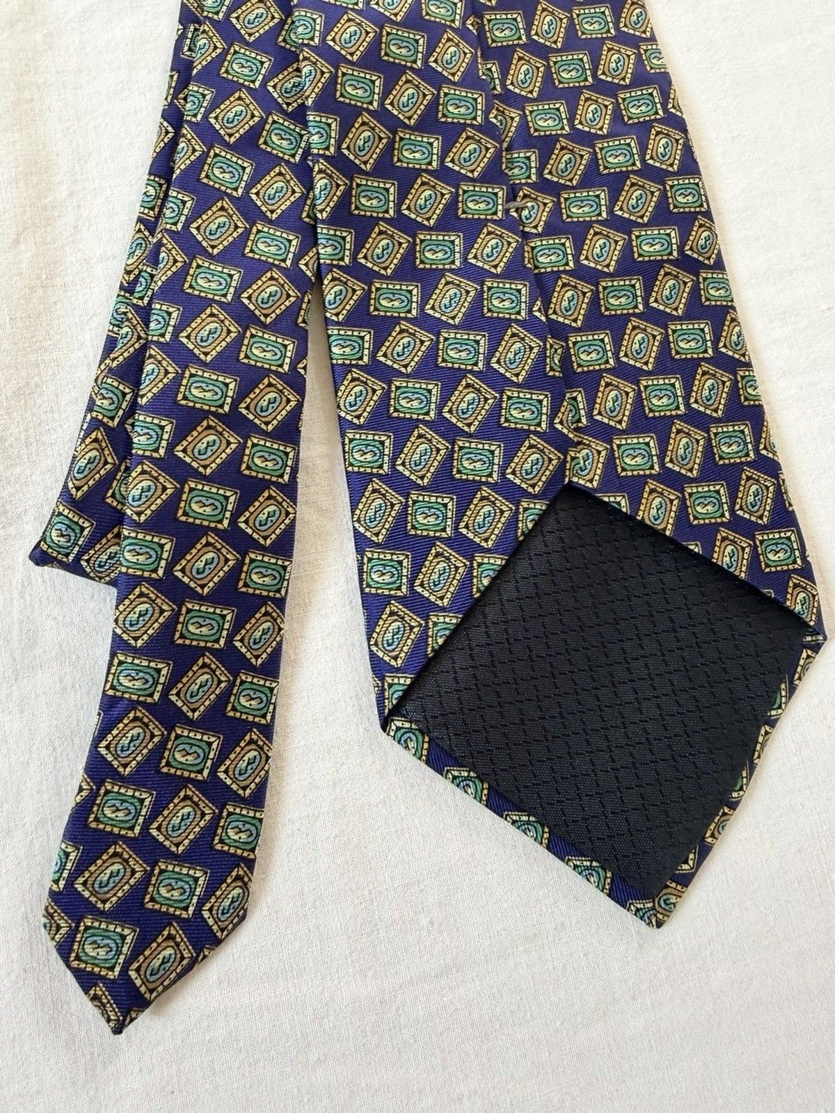 Christian Dior Monsieur Vtg Christian Dior Monsieur Silk Tie Purple Geometric 55" Size ONE SIZE - 11 Thumbnail