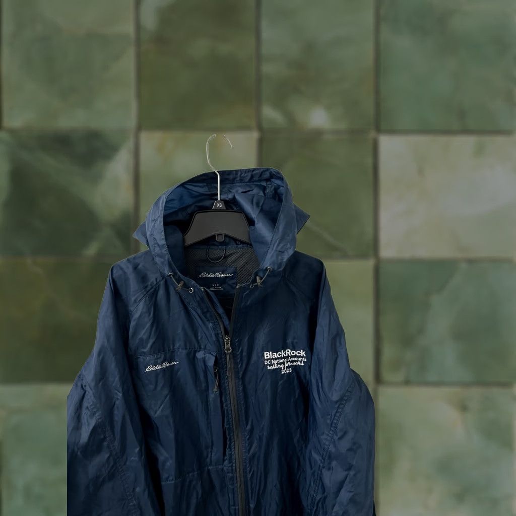 Eddie Bauer Eddie Bauer Rain Jacket Mens L Blue Lightweight Full Zip YKK Pockets Hooded Size US L / EU 52-54 / 3 - 1 Thumbnail