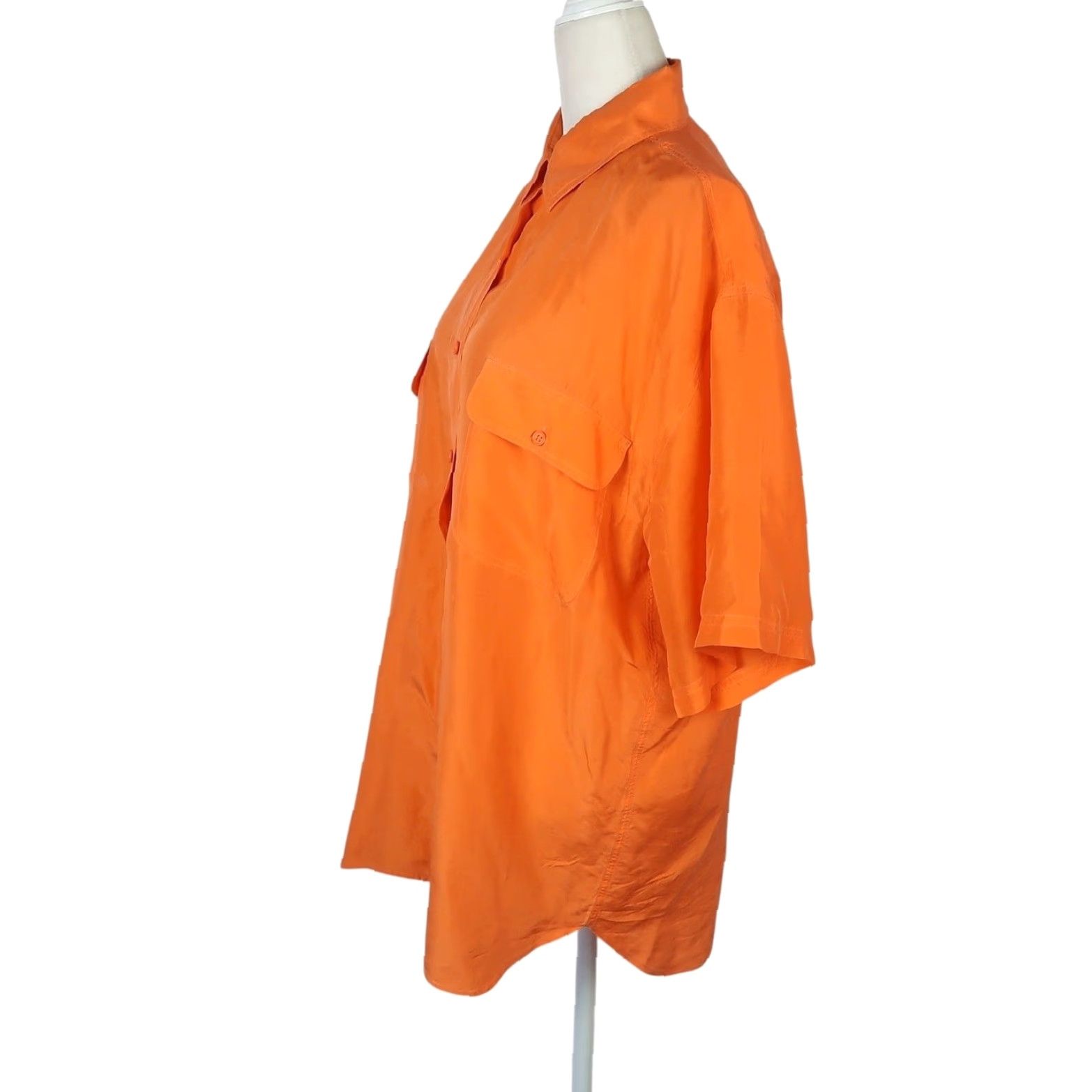 Vintage VINTAGE 90s Silken Touch Orange Silk Short Sleeve Button Down Blouse Top L Womens Blouse Silk Solid Spring Summer 90s Mens? Size L / US 10 / IT 46 - 3 Thumbnail