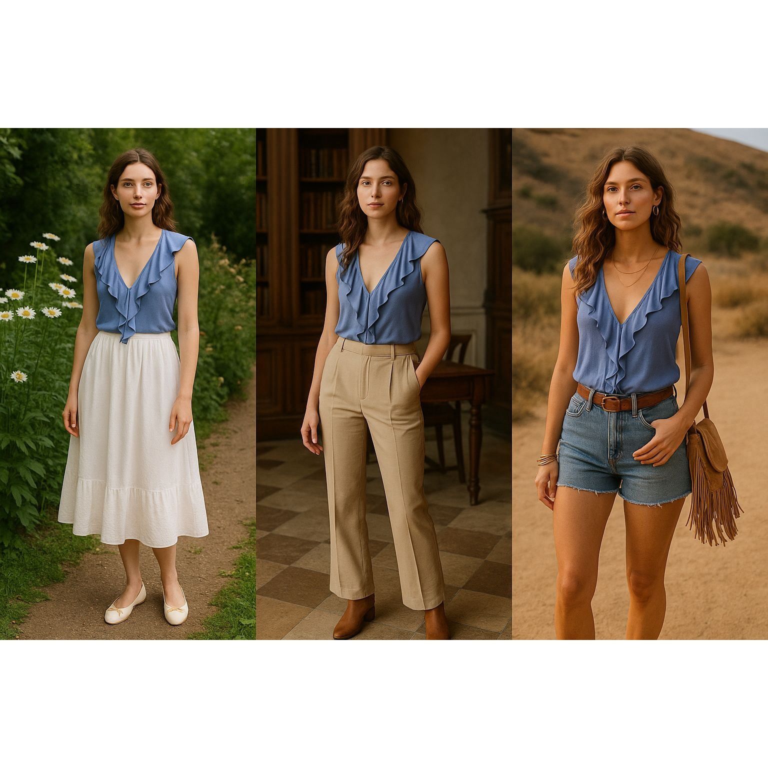 Free People Free People S Women's Blue Ruffle Blouse Sleeveless Boho Rom Size S / US 4 / IT 40 - 1 Thumbnail