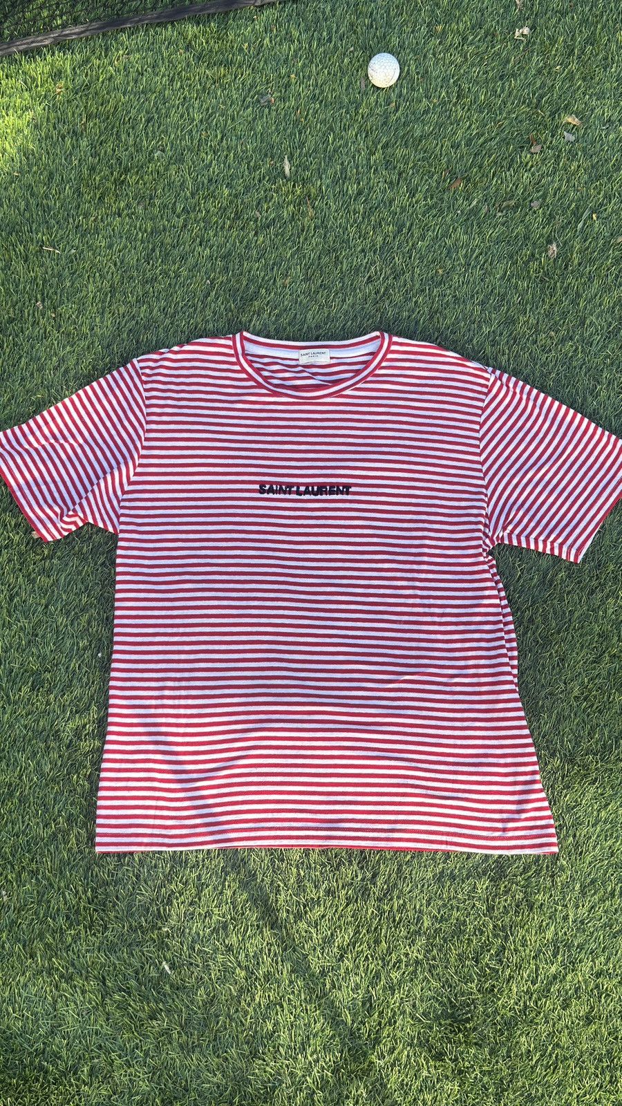 Hedi Slimane Saint laurent Striped Shirt Red White Hedi Slimane Logo Size US M / EU 48-50 / 2 - 2 Thumbnail