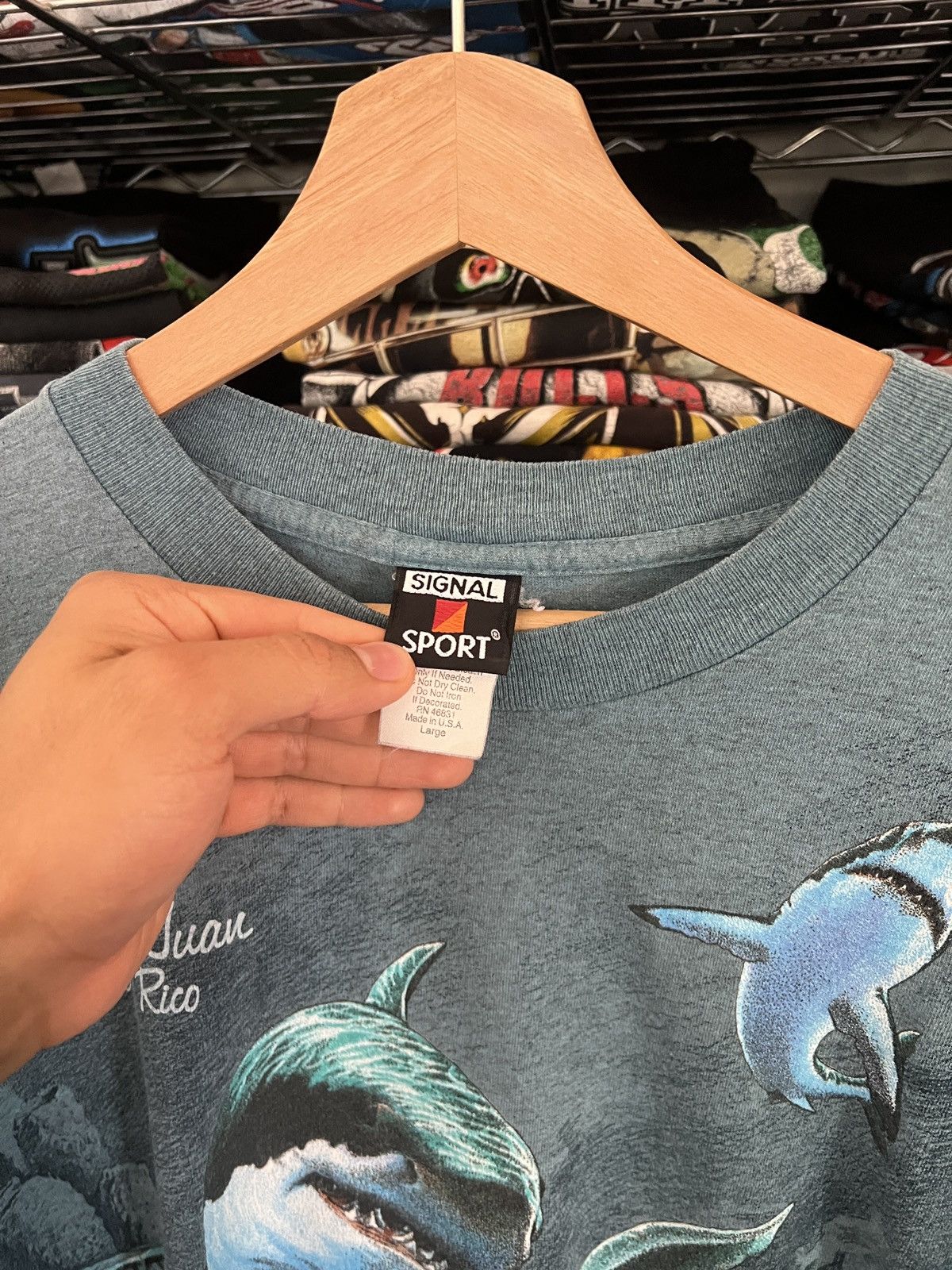 Habitat 1994 Old San Juan Puerto Rico Sharks AOP Nature Tee Size US L / EU 52-54 / 3 - 5 Thumbnail