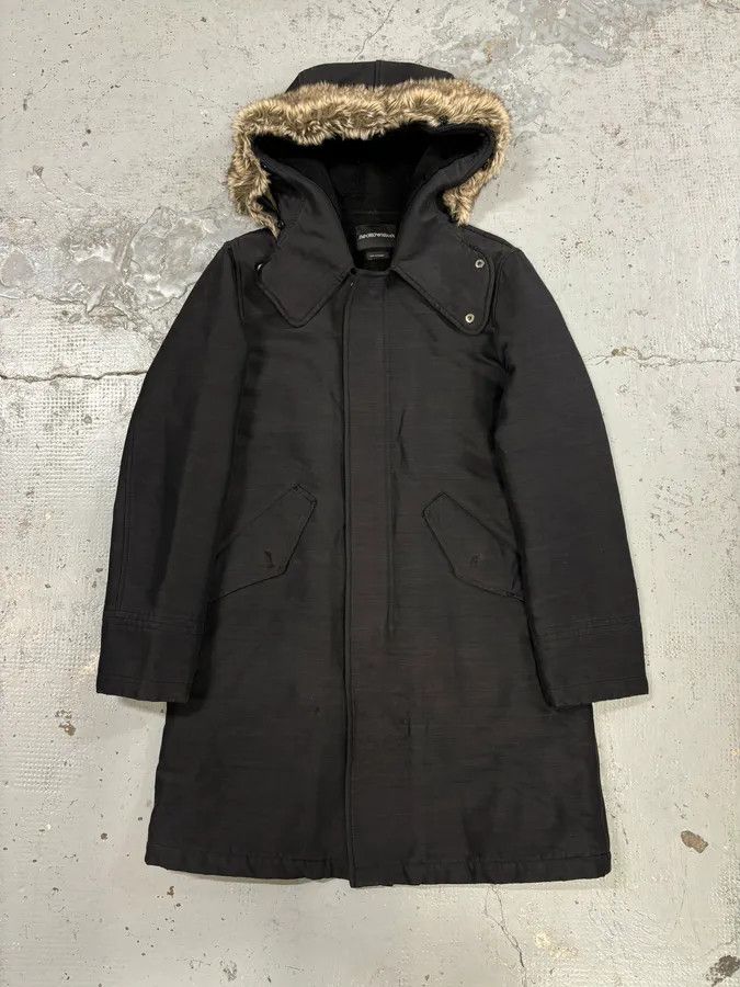 Emporio Armani AW2013 Emporio Armani Hooded Long Black Jacket Size US S / EU 44-46 / 1 - 1 Thumbnail
