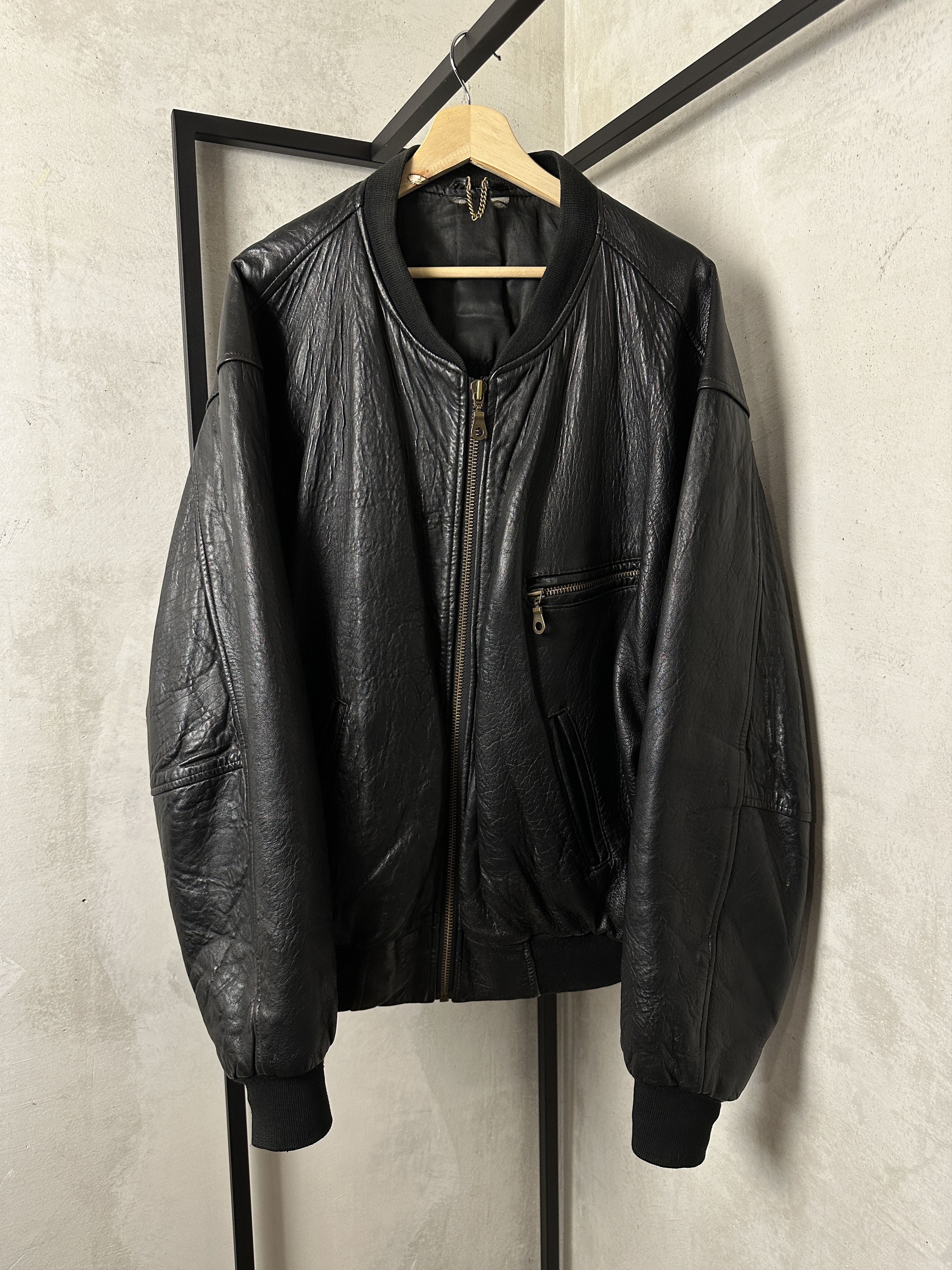 Genuine Leather Genuine Leather Black Bomber Jacket Size US XL / EU 56 / 4 - 10 Thumbnail
