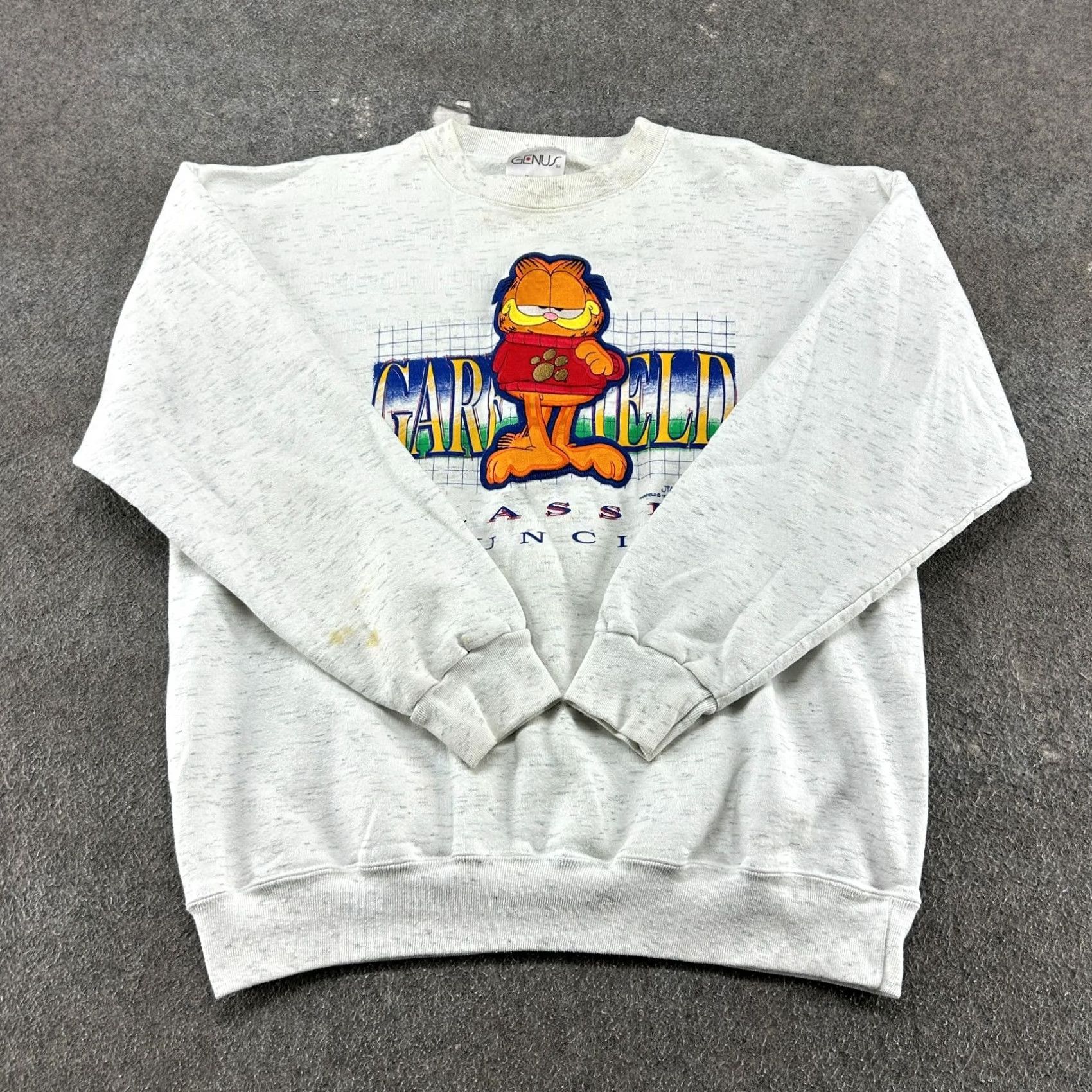 Vintage VINTAGE Genius Sweatshirt Mens XL Gray Graphic Print 90s Pullover Crew Neck Muncie USA Size US XL / EU 56 / 4 - 2 Thumbnail