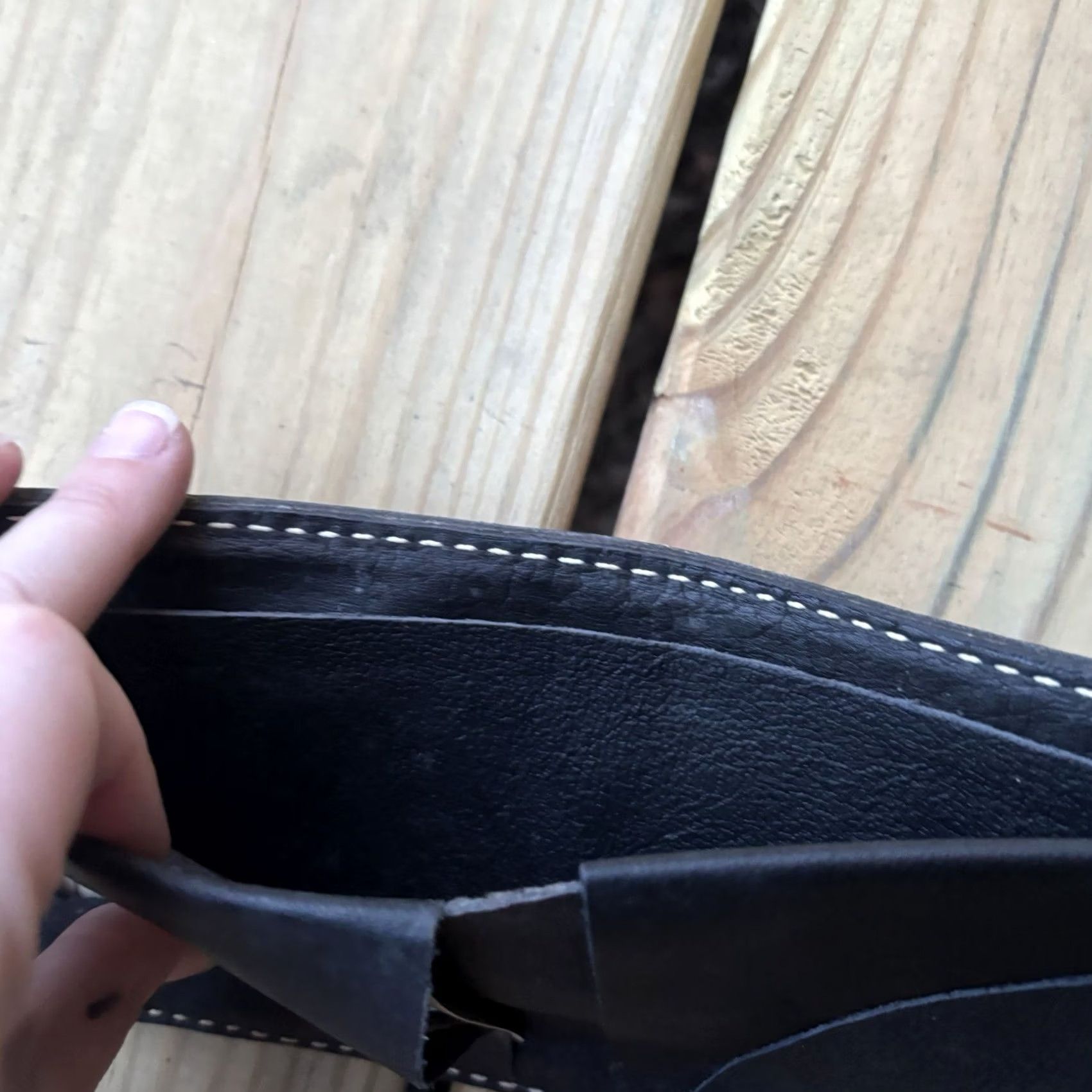 Vintage VINTAGE Bi-Fold Leather Wallet Whipstitch Genuine Leather Hand Tooled USA Brown Wallet Men Brown Leather Bifold Folding Handmade USA 9 in 4 in Size ONE SIZE - 3 Thumbnail
