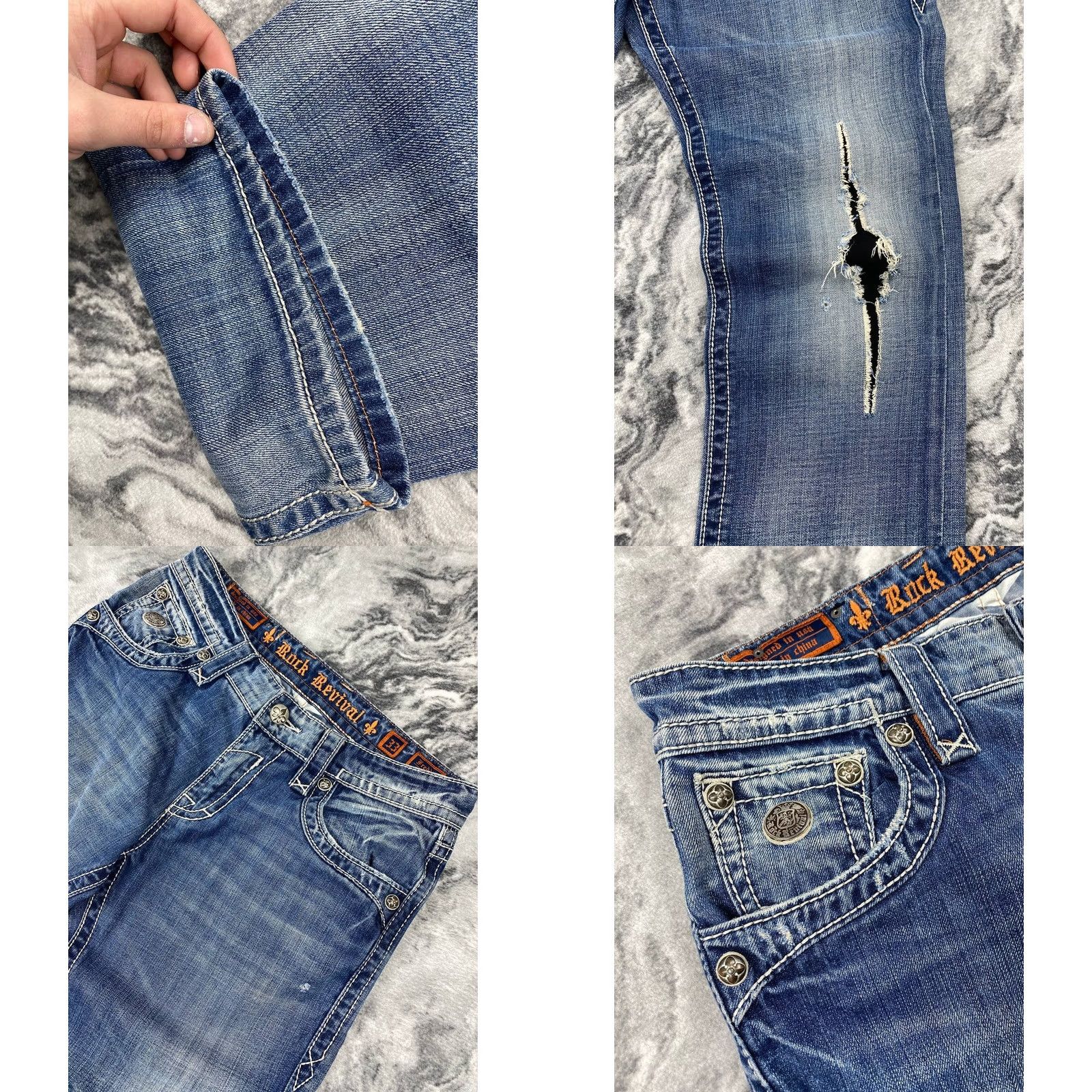 Vintage VINTAGE Rock Revival Jeans Y2K Men Size 33 Blue Straight Denim Size US 33 - 8 Thumbnail
