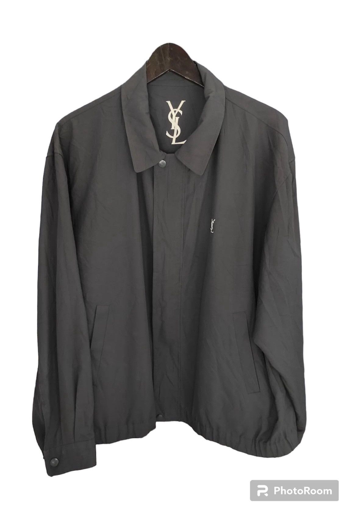 image of Designer Vintage YVES Saint Laurent Big Logo Light Jacket in Black, Men's (Size XL)